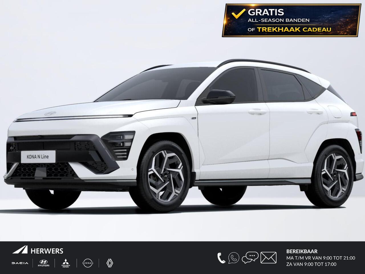 Hyundai Kona 1.6 GDI HEV N Line ** Nu met gratis Trekhaak of All-season banden + ¤ 2.500 Voordeel ** Nieuw uit voorraad leverbaar **/ Nieuw Uit Voorraad Leverbaar / ¤2500,- Voordeel / Navigatie / Cruise Control Adaptief /