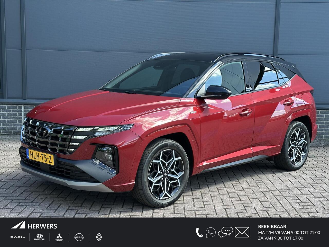 Hyundai TUCSON 1.6 T-GDI PHEV N Line 4WD / tot 10-2026 Fabrieksgarantie / Dealer onderhouden / Trekgewicht 1.350 Kg / Accu SoH 100% / Camera / Adaptief CC / Stuur- en Stoelverwarming / Elektrische klep / Apple Carplay Android Auto /