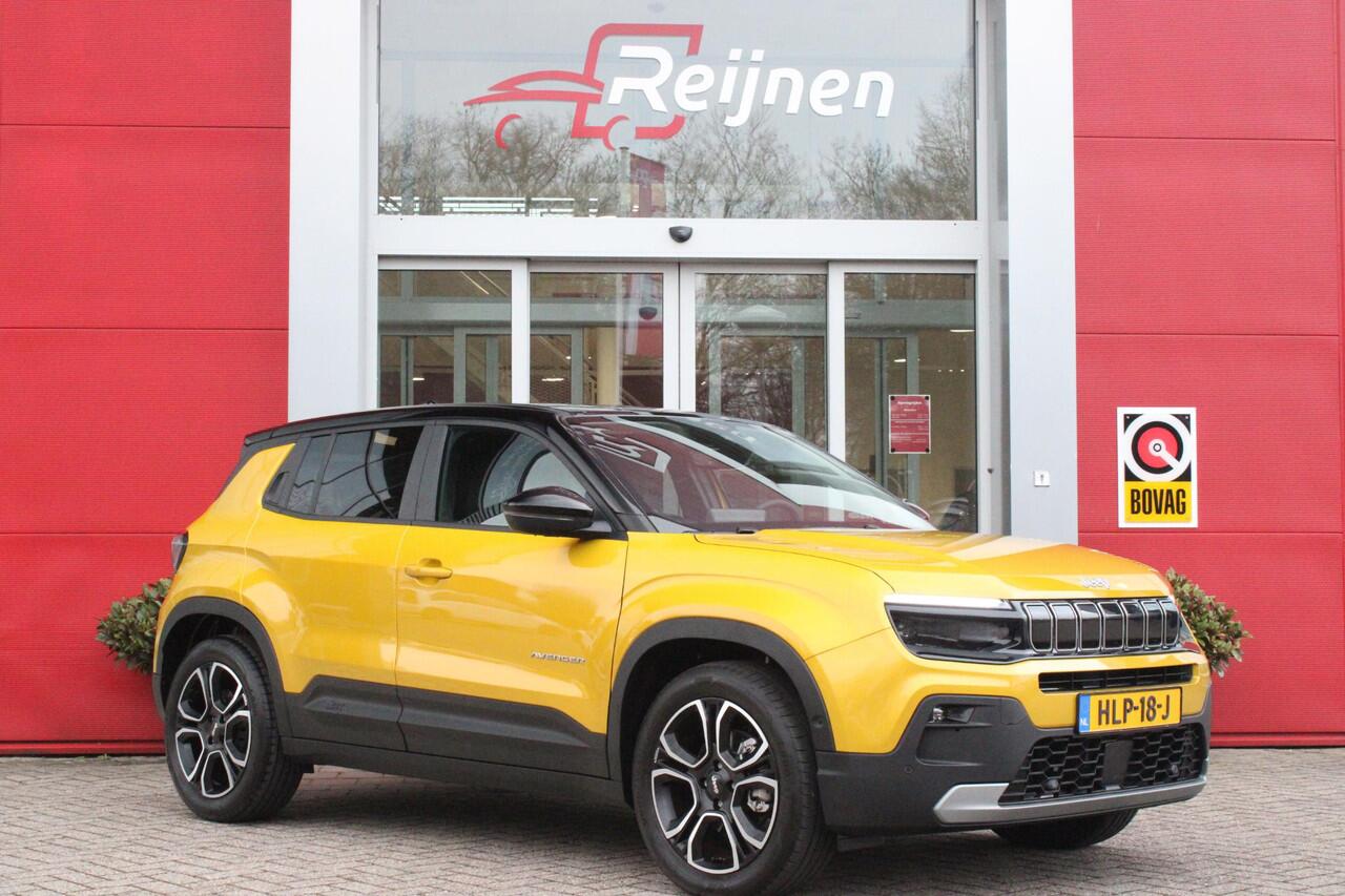 Jeep Avenger 1.2 110PK e-HYbrid SUMMIT | JBL PREMIUM AUDIO SYSTEEM | ACHTERUITRIJ CAMERA | STOEL VERWARMING | SFEERVERLICHTING | FULL LED KOPLAMPEN | 18" LICHTMETALEN VELGEN | DRAADLOZE TELEFOONLADER | DRAADLOZE APPLE CARPLAY/ANDROID AUTO | ADAPTIVE CRUISE CONTROL | P