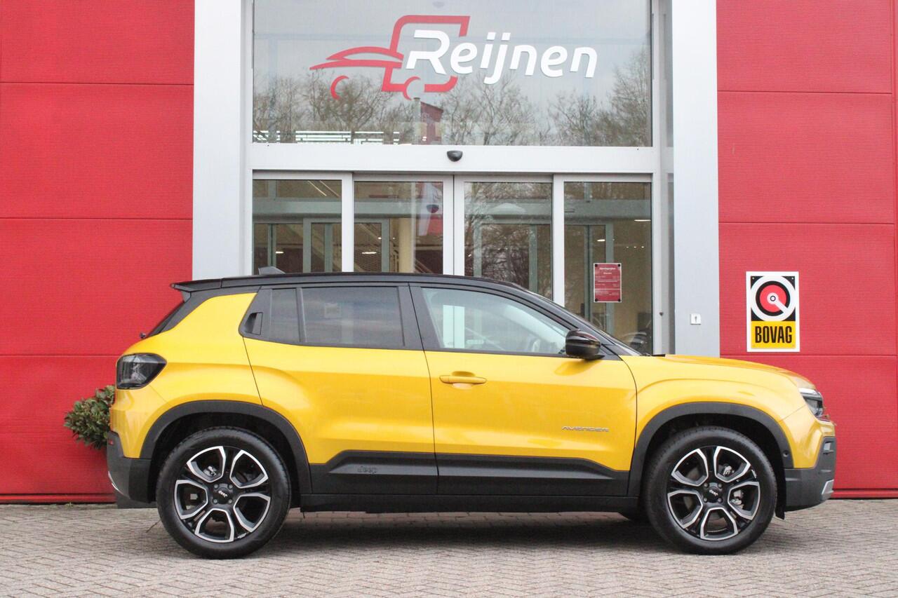 Jeep Avenger 1.2 110PK e-HYbrid SUMMIT | JBL PREMIUM AUDIO SYSTEEM | ACHTERUITRIJ CAMERA | STOEL VERWARMING | SFEERVERLICHTING | FULL LED KOPLAMPEN | 18" LICHTMETALEN VELGEN | DRAADLOZE TELEFOONLADER | DRAADLOZE APPLE CARPLAY/ANDROID AUTO | ADAPTIVE CRUISE CONTROL | P