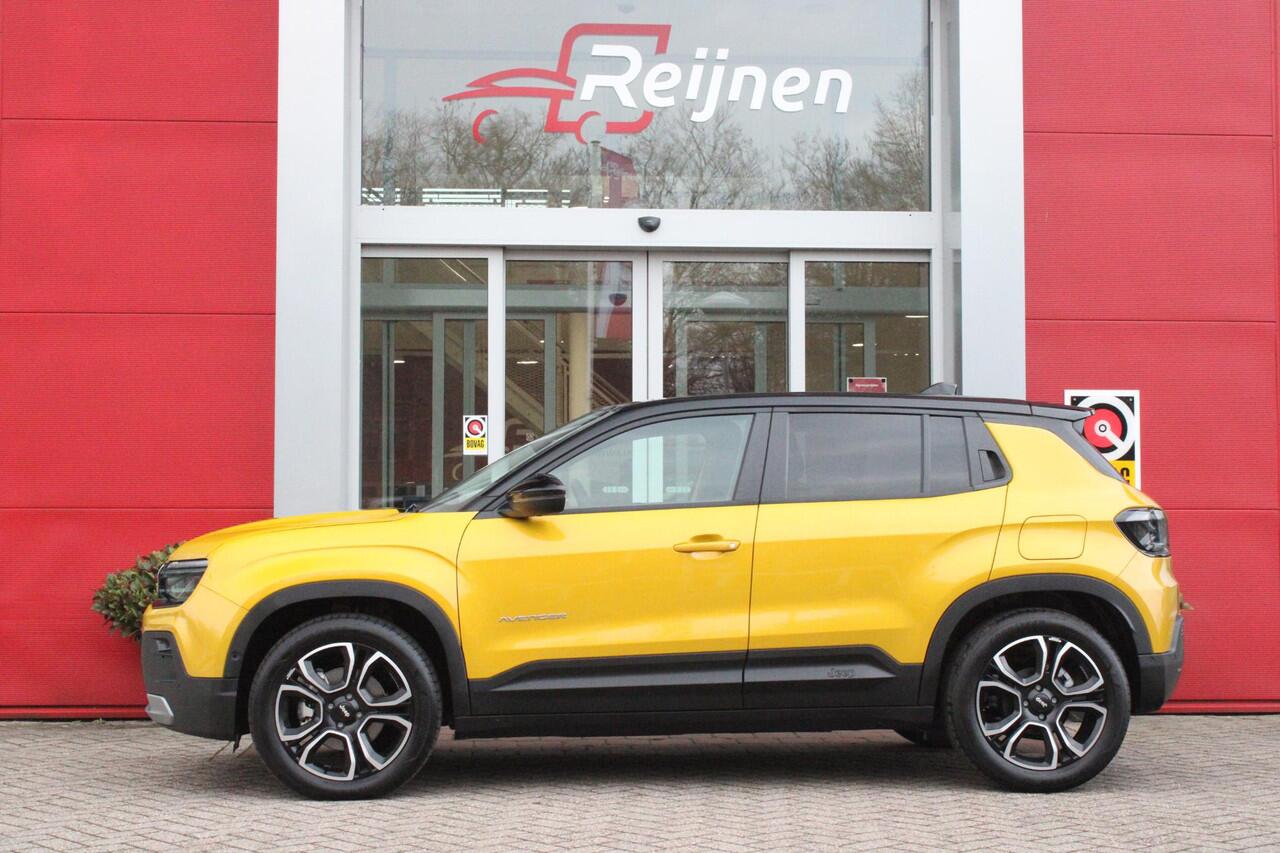 Jeep Avenger 1.2 110PK e-HYbrid SUMMIT | JBL PREMIUM AUDIO SYSTEEM | ACHTERUITRIJ CAMERA | STOEL VERWARMING | SFEERVERLICHTING | FULL LED KOPLAMPEN | 18" LICHTMETALEN VELGEN | DRAADLOZE TELEFOONLADER | DRAADLOZE APPLE CARPLAY/ANDROID AUTO | ADAPTIVE CRUISE CONTROL | P