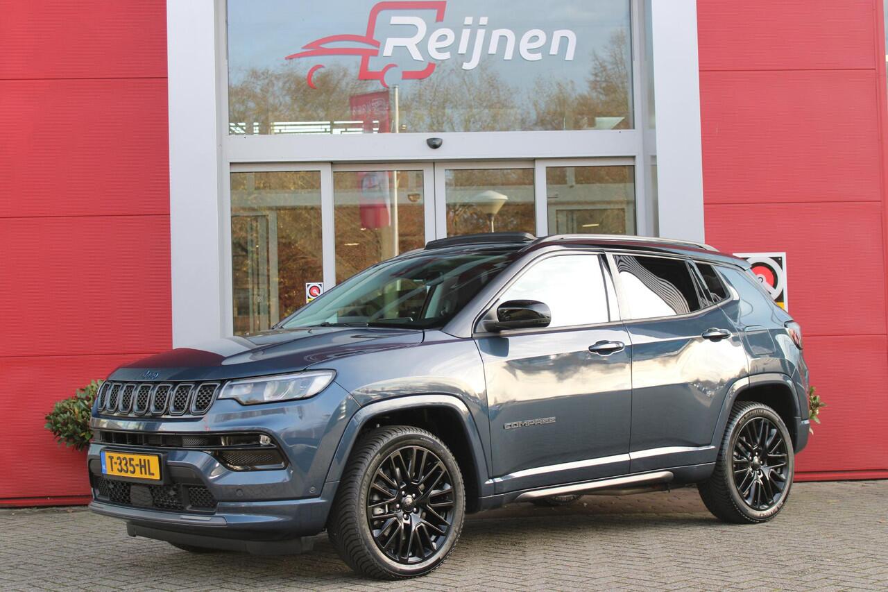 Jeep COMPASS 4xe 240PK Plug-in Hybrid ELECTRIC S | PANORAMSICH SCHUIF/KANTEL DAK | STOEL/STUUR VERWARMING | ALL SEASON BANDEN | 19" LICHTMETALEN VELGEN "GLOSSY BLACK" | ELEKTRISCH BEDIENBARE BESTUURDERSSTOEL | LEDEREN BEKLEDING | ADAPTIVE CRUISE CONTROL | NAVIGATIE | 