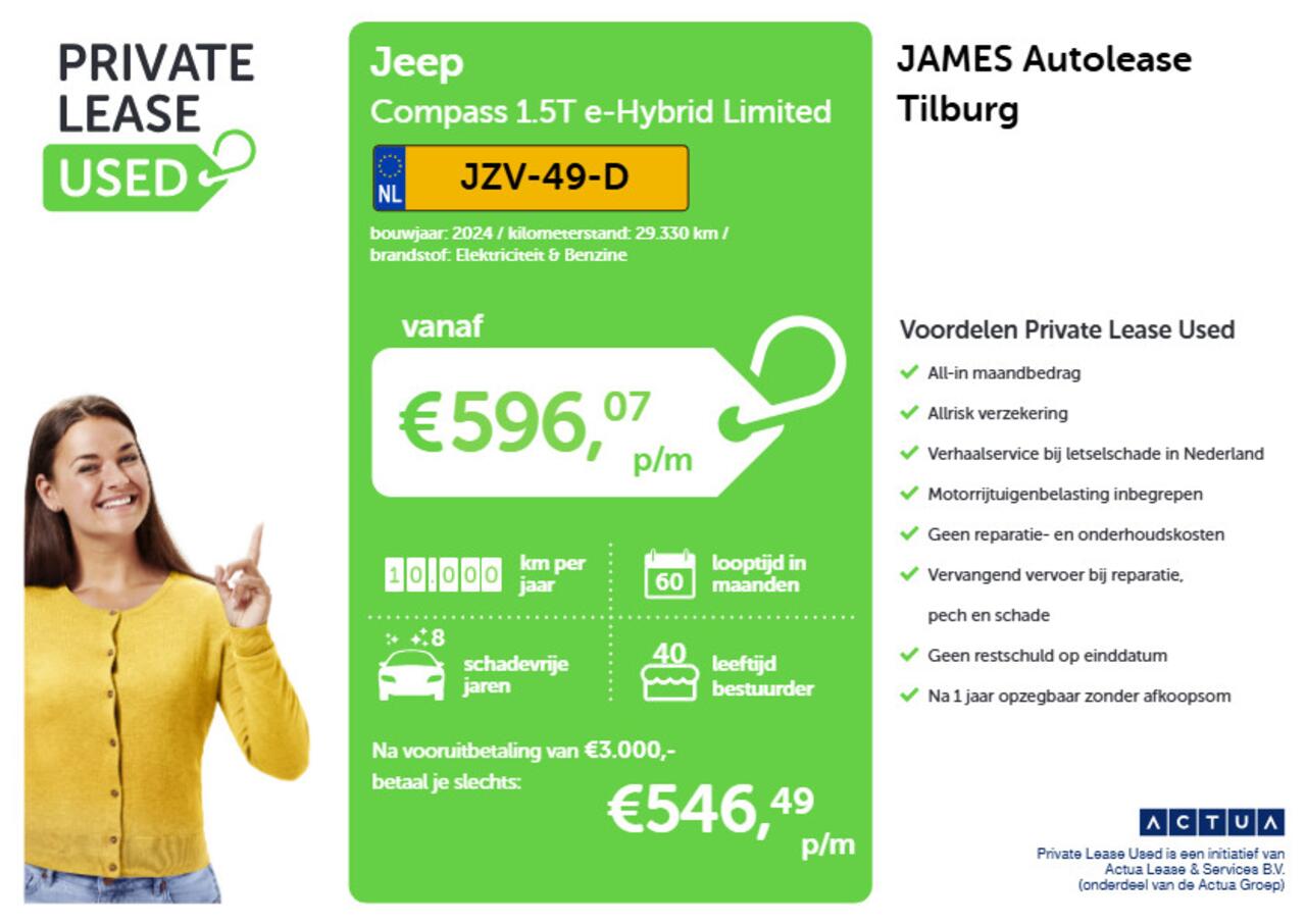 Jeep COMPASS 1.5T e-Hybrid Limited 360° CAMERA | AD-CRUISE | 1/2 LEER | ALL-SEASON
