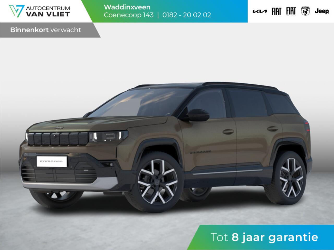 Jeep COMPASS First Edition 74 kWh | Adapt. Cruise | Camera | Carplay | 20" | Elektr. A-Klep | Navi | Winter Pack | Schuif/Kanteldak | Premium Pack | Conv. Pack | Warmtepomp