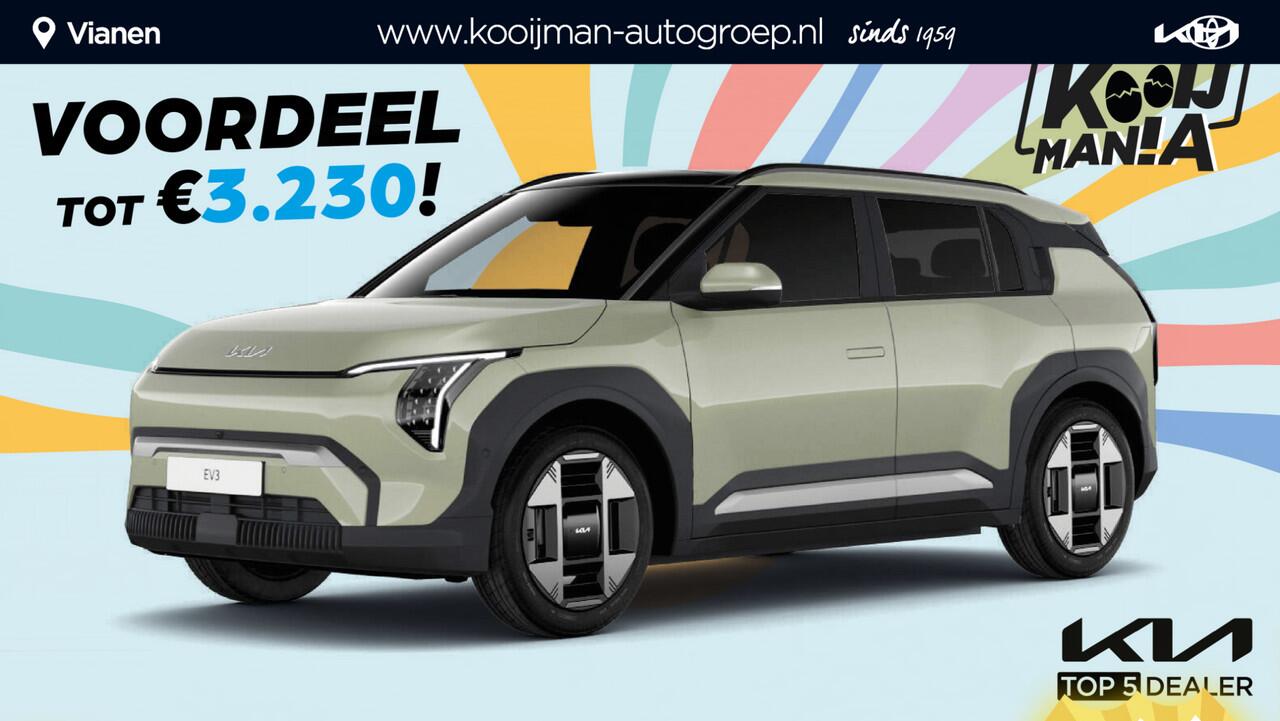 KIA EV3 Air 81.4 kWh ¤38.265,- RIJKLAAR! Nu ¤3.230,- voordeel! Meerdere kleuren en uitvoeringen leverbaar.