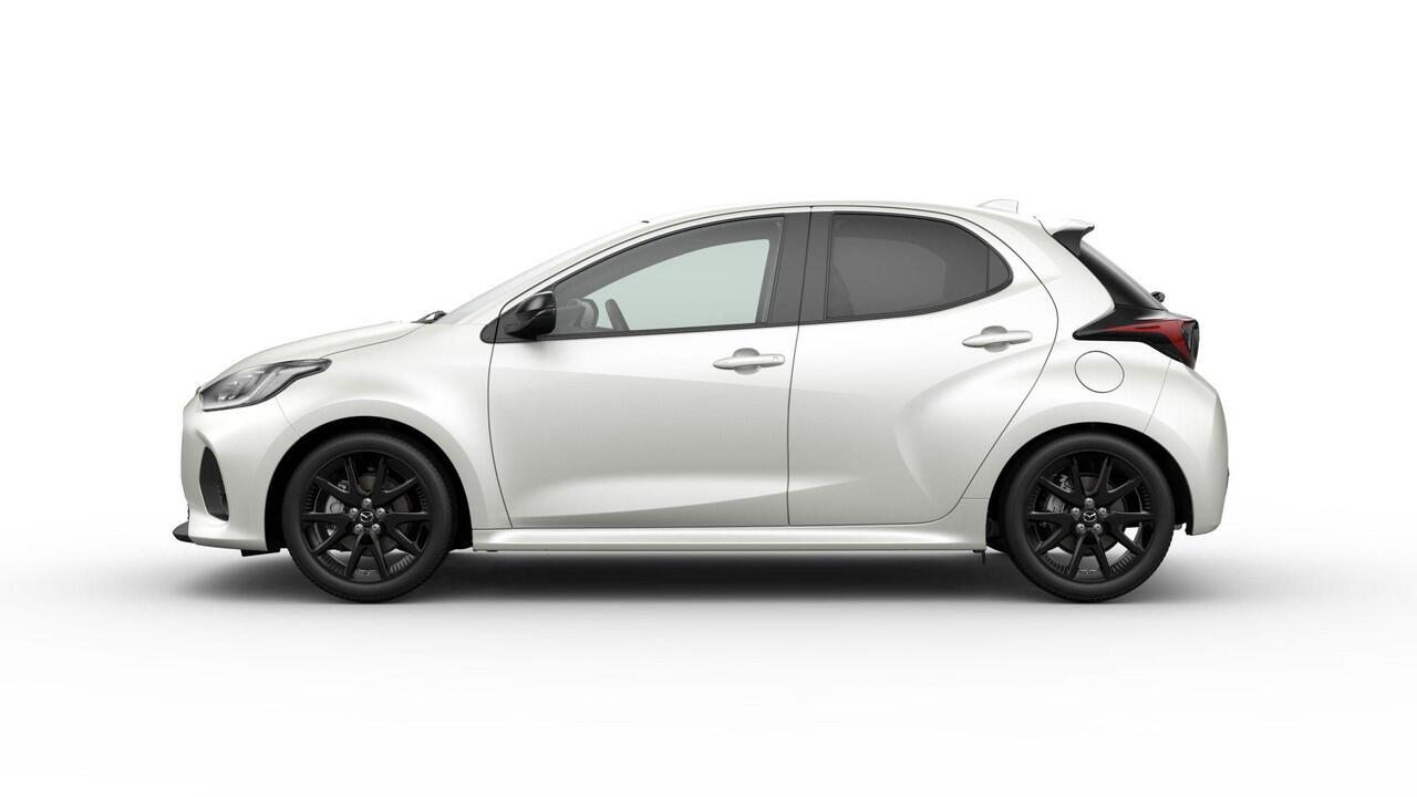 Mazda 2 Hybrid 1.5 Homura Plus / Northern White Pearl / Sportief zwart kunstleder