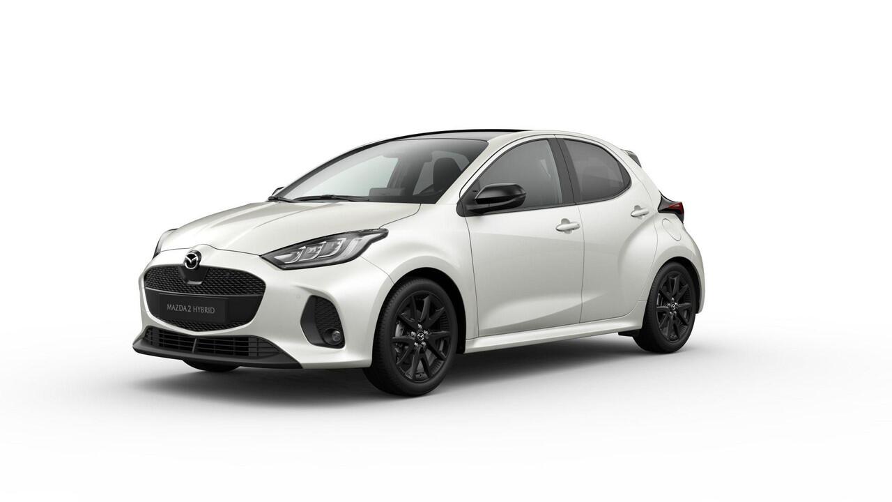 Mazda 2 Hybrid 1.5 Homura Plus / Northern White Pearl / Sportief zwart kunstleder