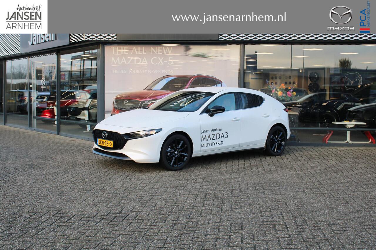 Mazda 3 HB 2.5 e-SkyActiv-G M Hybrid 140 Nagisa , Demovoordeel ¤ 7.790,-, Automaat, Bruin Leder, Bose, Navi, Adap.Cruise, Clima, Apple Carplay, Camera, PDC, HUD, Stoelverwarming, 18" LMV