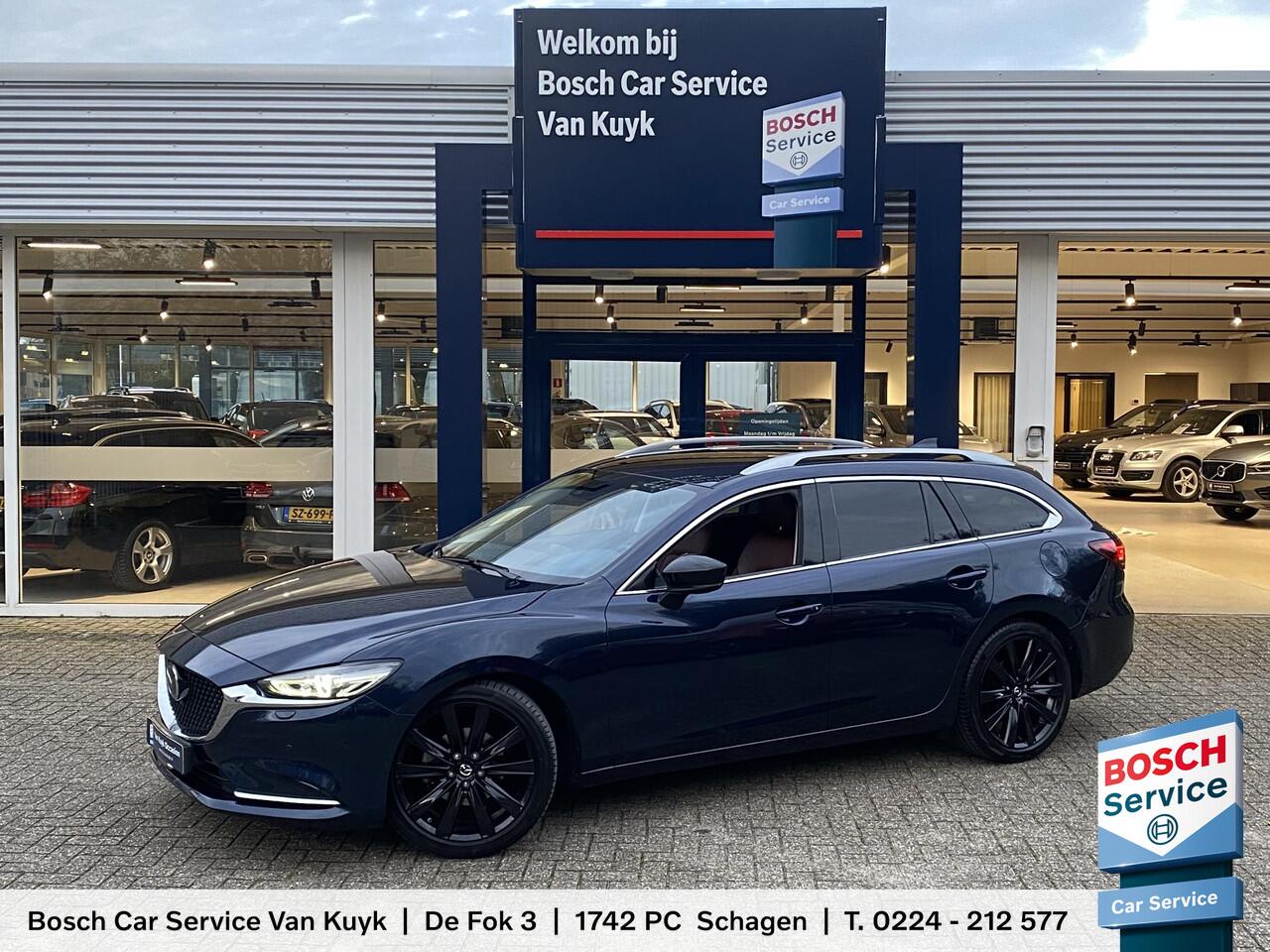 Mazda 6 Sportbreak 2.0 SkyActiv-G 165 Sportive / Automaat / NL-Auto / Luxe-Lederen Bekleding / Elektr.-Stoelen met Geheugen / Stoelverwarming V + A / Stoelverkoeling / Stuurverwarming / Head-Up-Display / Afneembare-Trekhaak / Adaptieve Cruise-Control / Climate-Co