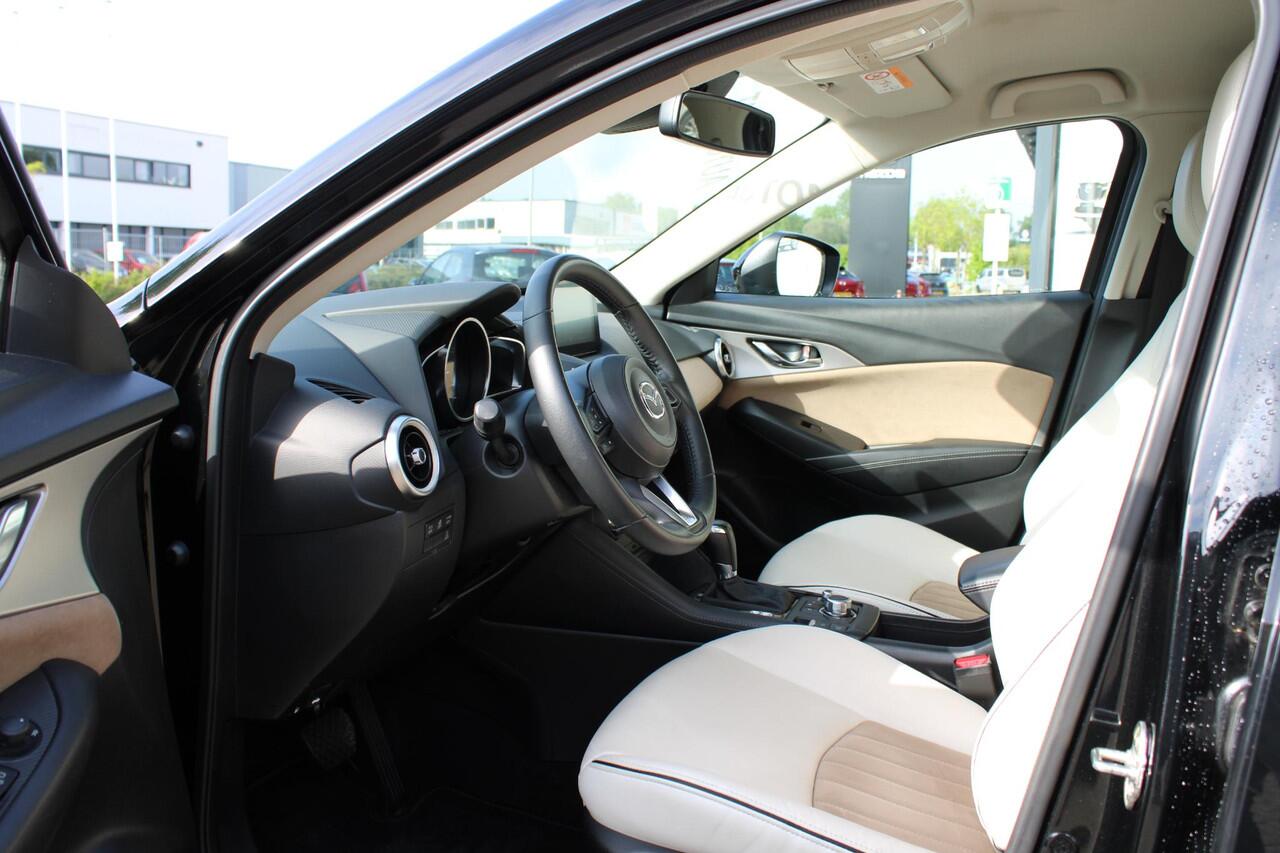 Mazda CX-3 2.0 SkyActiv-G 121 Luxury , Automaat, Wit Leder, Navi, Apple Carplay, Clima, Cruise, LMV 18 Inch, Stoelverwarming