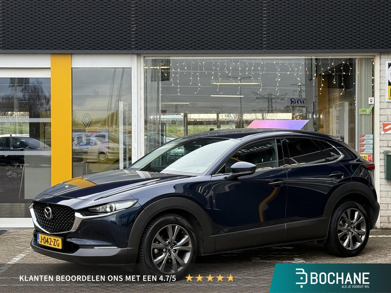 Mazda CX-30 2.0 e-SkyActiv-X M Hybrid Luxury | NAP | elektrisch glazen schuif-/kanteldak | Leer | Stoel & stuur verwarming | 360 graden camera | Bose Audio | Memory Stoelen |