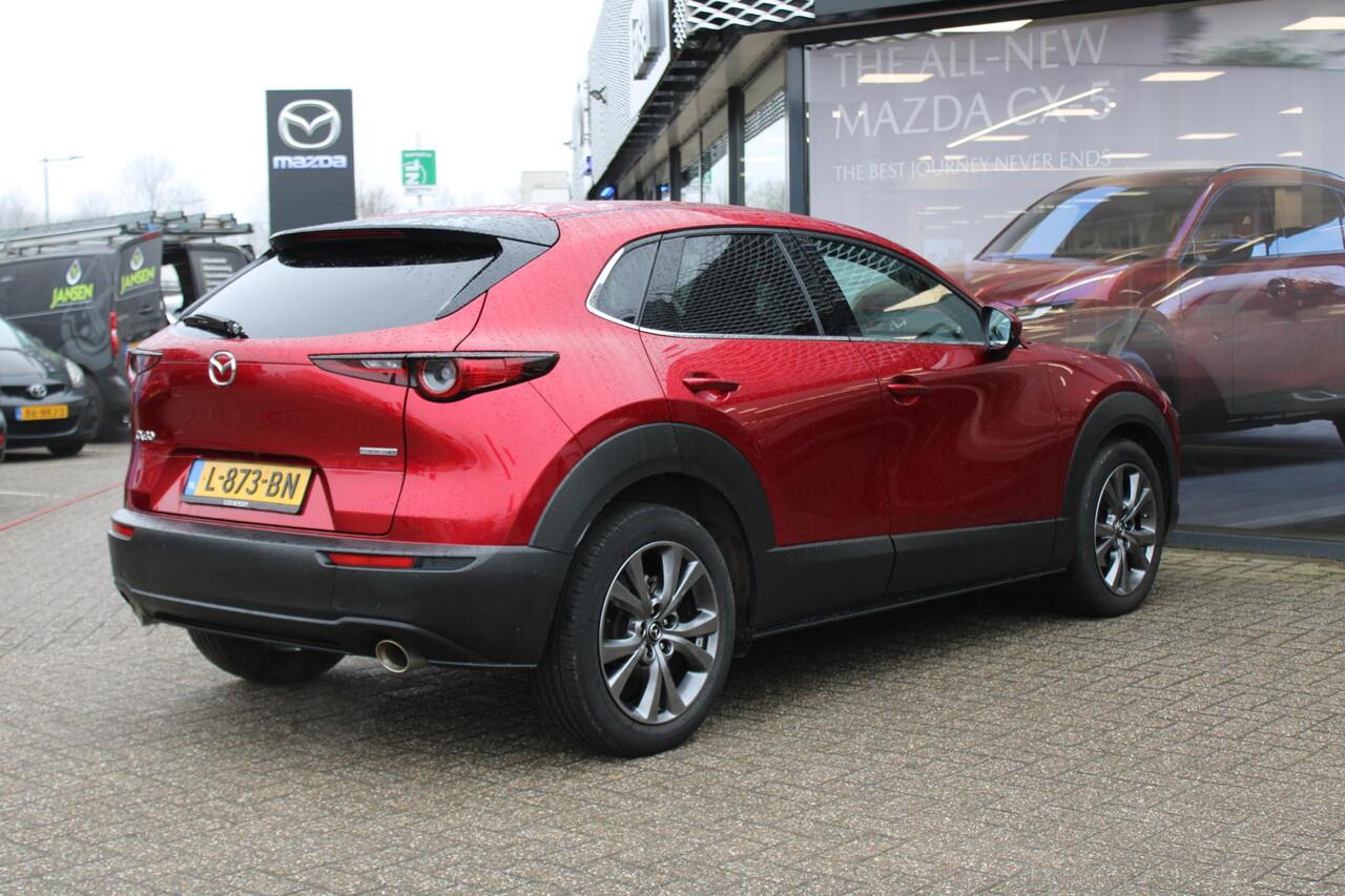 Mazda CX-30 2.0 e-SkyActiv-X186 M Hybrid Luxury Automaat, Trekhaak, i-Activesense Pack, schuif-/kanteldak, Leder, Adap.Cruise, Navi, Clima, Bose, 360 Camera, Stoel/Stuurverwarming, Apple Carplay, Android Auto, PDC, LKA, HUD