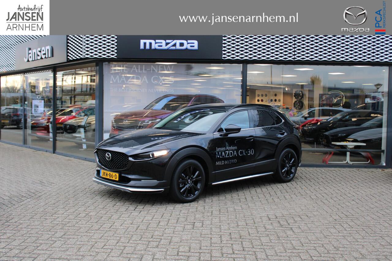Mazda CX-30 2.0 e-SkyActiv-X 186 M Hybrid Nagisa , Demovoordeel ¤ 5.000,-, Automaat, Aero/Accessoires Pakket, Adap. Cruise, Bose, Clima, LMV 18 Inch, Camera, PDC, Navi, HUD, Apple Carplay