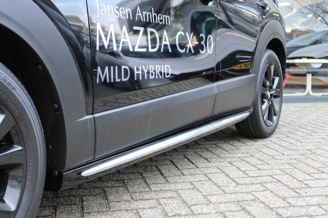 Mazda CX-30 2.0 e-SkyActiv-X 186 M Hybrid Nagisa , Demovoordeel ¤ 5.000,-, Automaat, Aero/Accessoires Pakket, Adap. Cruise, Bose, Clima, LMV 18 Inch, Camera, PDC, Navi, HUD, Apple Carplay