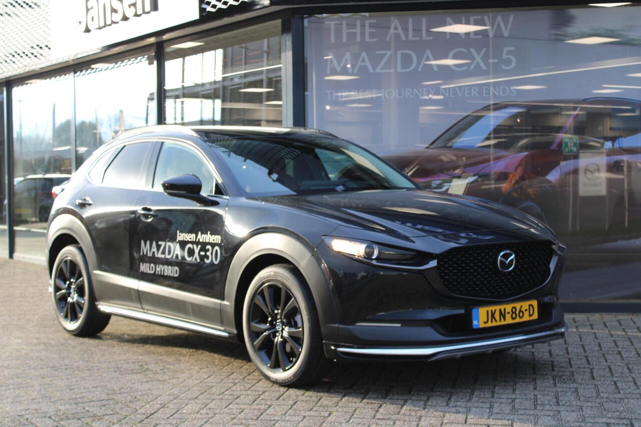 Mazda CX-30 2.0 e-SkyActiv-X 186 M Hybrid Nagisa , Demovoordeel ¤ 5.000,-, Automaat, Aero/Accessoires Pakket, Adap. Cruise, Bose, Clima, LMV 18 Inch, Camera, PDC, Navi, HUD, Apple Carplay