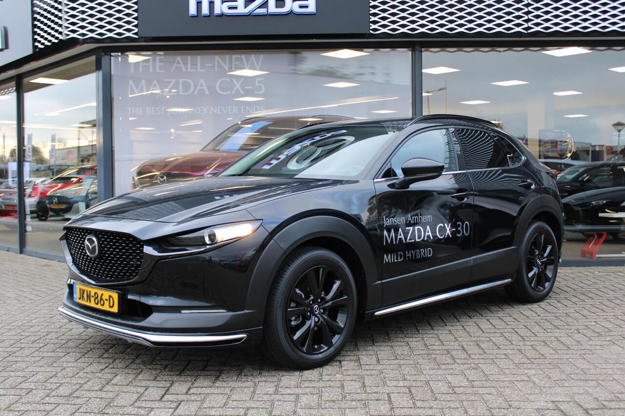 Mazda CX-30 2.0 e-SkyActiv-X 186 M Hybrid Nagisa , Demovoordeel ¤ 5.000,-, Automaat, Aero/Accessoires Pakket, Adap. Cruise, Bose, Clima, LMV 18 Inch, Camera, PDC, Navi, HUD, Apple Carplay