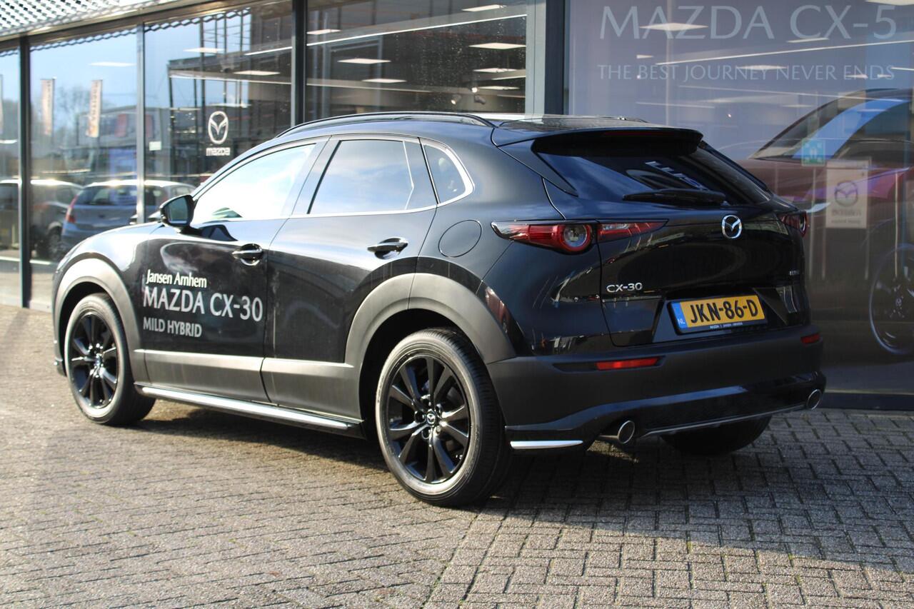 Mazda CX-30 2.0 e-SkyActiv-X 186 M Hybrid Nagisa , Demovoordeel ¤ 5.000,-, Automaat, Aero/Accessoires Pakket, Adap. Cruise, Bose, Clima, LMV 18 Inch, Camera, PDC, Navi, HUD, Apple Carplay