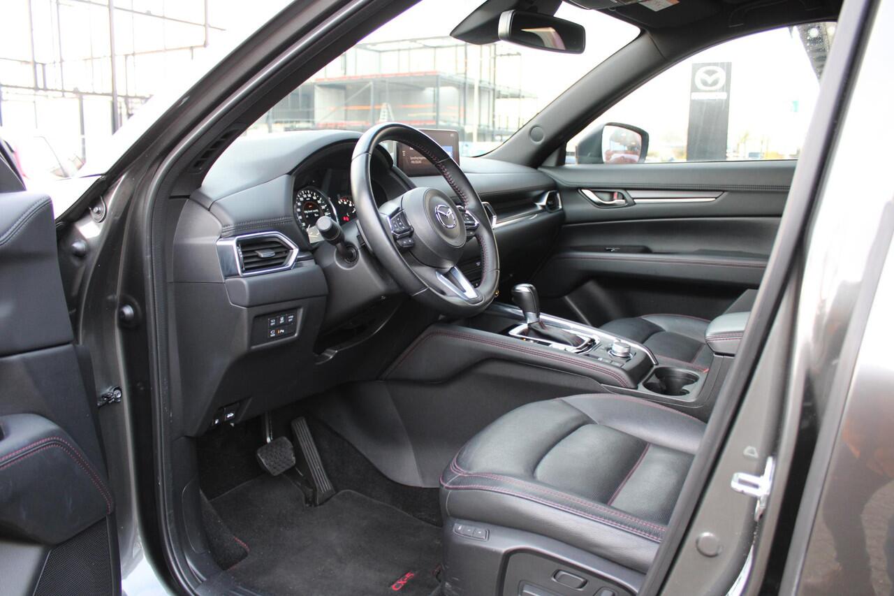 Mazda CX-5 2.0 SkyActiv-G 165 Homura , Automaat, Trekhaak, Leder, Sunroof, LMV 19 Inch, HUD, Navi, Apple Carplay, 360 Camera, Adap. cruise, LKA, Stoelverwarming, Stoelverkoeling, Stuurverwarming, Clima