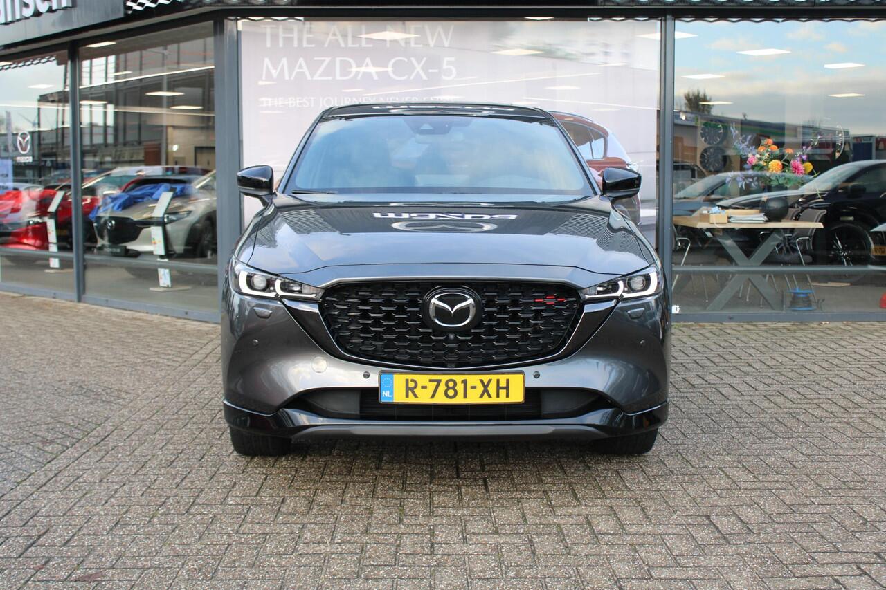 Mazda CX-5 2.0 SkyActiv-G 165 Homura , Automaat, Trekhaak, Leder, Sunroof, LMV 19 Inch, HUD, Navi, Apple Carplay, 360 Camera, Adap. cruise, LKA, Stoelverwarming, Stoelverkoeling, Stuurverwarming, Clima