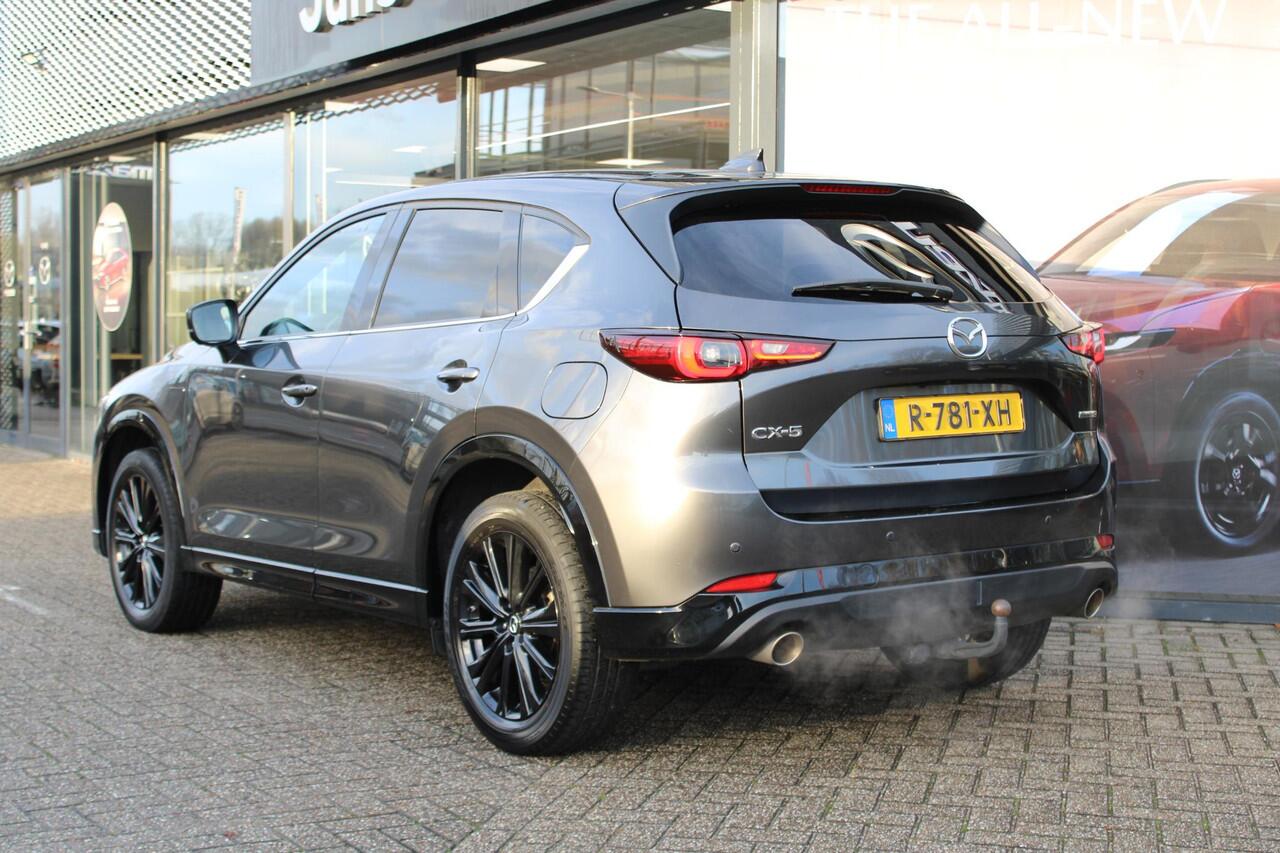 Mazda CX-5 2.0 SkyActiv-G 165 Homura , Automaat, Trekhaak, Leder, Sunroof, LMV 19 Inch, HUD, Navi, Apple Carplay, 360 Camera, Adap. cruise, LKA, Stoelverwarming, Stoelverkoeling, Stuurverwarming, Clima