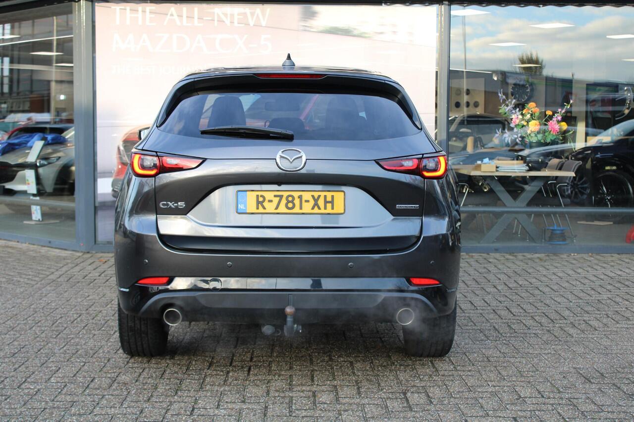 Mazda CX-5 2.0 SkyActiv-G 165 Homura , Automaat, Trekhaak, Leder, Sunroof, LMV 19 Inch, HUD, Navi, Apple Carplay, 360 Camera, Adap. cruise, LKA, Stoelverwarming, Stoelverkoeling, Stuurverwarming, Clima