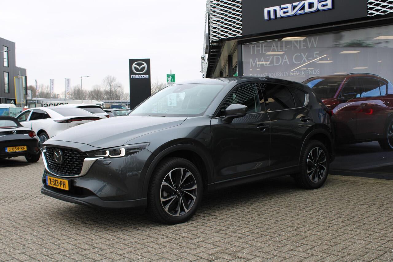 Mazda CX-5 2.0 e-SkyActiv-G M Hybrid 165 Exclusive-Line+Com.P , Automaat, Black Comfort Pack, Leder, Navi, Adap.Cruise, Clima, Apple Carplay, 360 Camera, PDC, HUD, Stuur/Stoelverwarming, 19" LMV