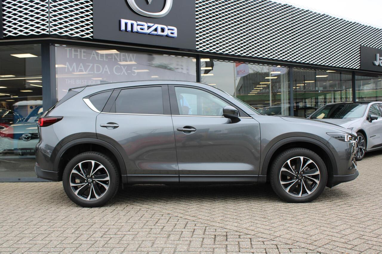 Mazda CX-5 2.0 e-SkyActiv-G M Hybrid 165 Exclusive-Line+Com.P , Automaat, Black Comfort Pack, Leder, Navi, Adap.Cruise, Clima, Apple Carplay, 360 Camera, PDC, HUD, Stuur/Stoelverwarming, 19" LMV