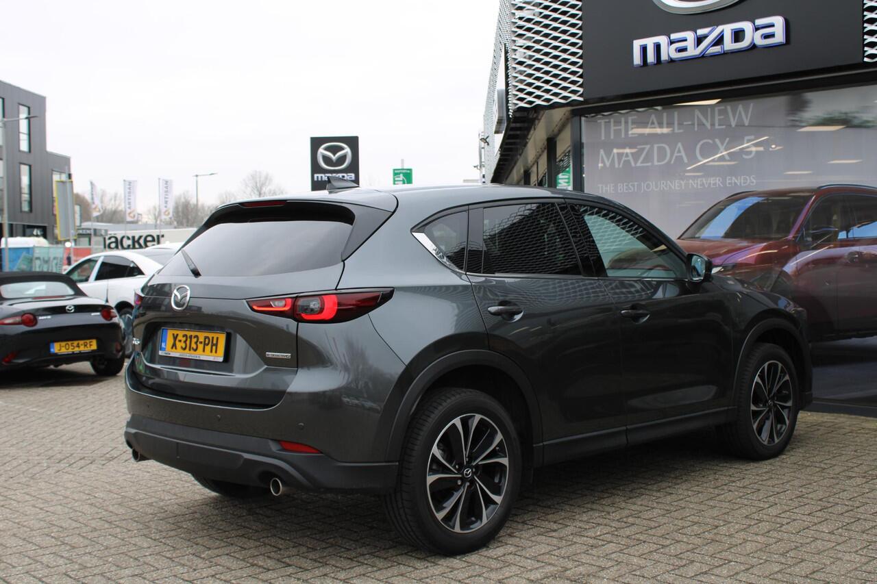 Mazda CX-5 2.0 e-SkyActiv-G M Hybrid 165 Exclusive-Line+Com.P , Automaat, Black Comfort Pack, Leder, Navi, Adap.Cruise, Clima, Apple Carplay, 360 Camera, PDC, HUD, Stuur/Stoelverwarming, 19" LMV