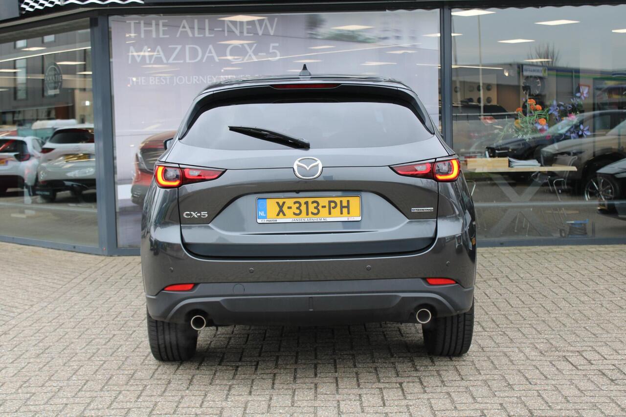 Mazda CX-5 2.0 e-SkyActiv-G M Hybrid 165 Exclusive-Line+Com.P , Automaat, Black Comfort Pack, Leder, Navi, Adap.Cruise, Clima, Apple Carplay, 360 Camera, PDC, HUD, Stuur/Stoelverwarming, 19" LMV