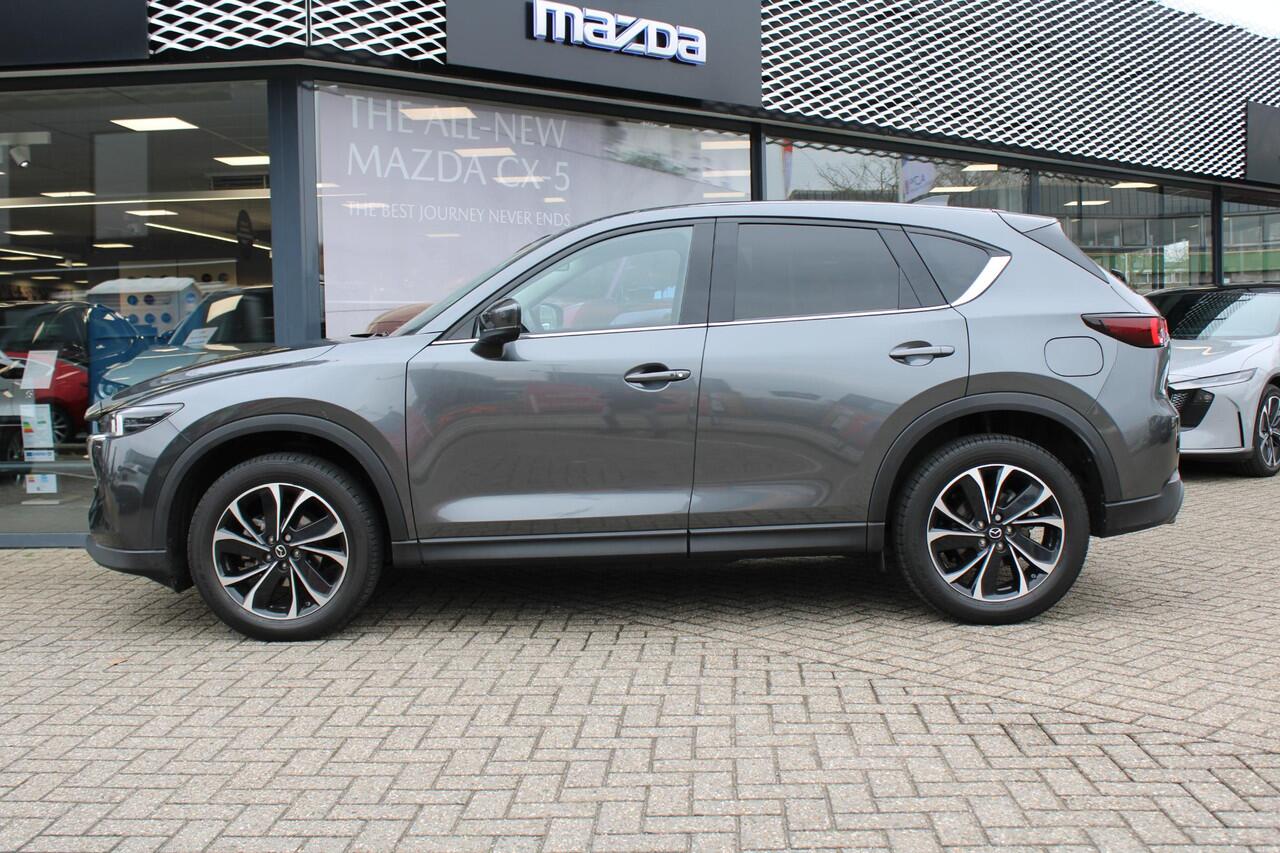 Mazda CX-5 2.0 e-SkyActiv-G M Hybrid 165 Exclusive-Line+Com.P , Automaat, Black Comfort Pack, Leder, Navi, Adap.Cruise, Clima, Apple Carplay, 360 Camera, PDC, HUD, Stuur/Stoelverwarming, 19" LMV
