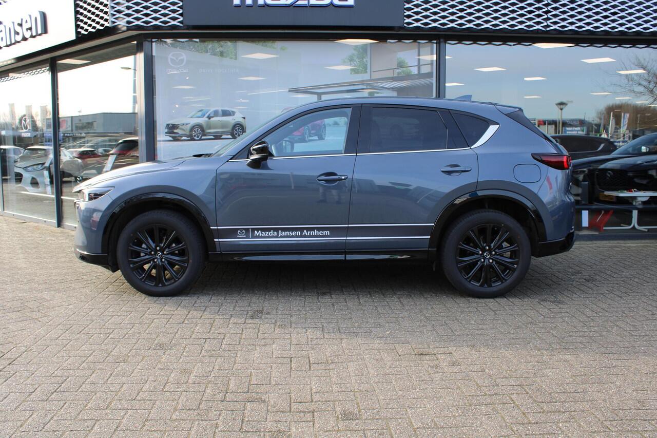 Mazda CX-5 2.0 e-SkyActiv-G M Hybrid 165 Homura , Demovoordeel ¤ 7.390-, Navi, Adap.Cruise, Clima, Leder, Apple Carplay, 360 Camera, PDC, HUD, Stoelverwarming/ventilatie, 19" LMV, Elek.Achterklep