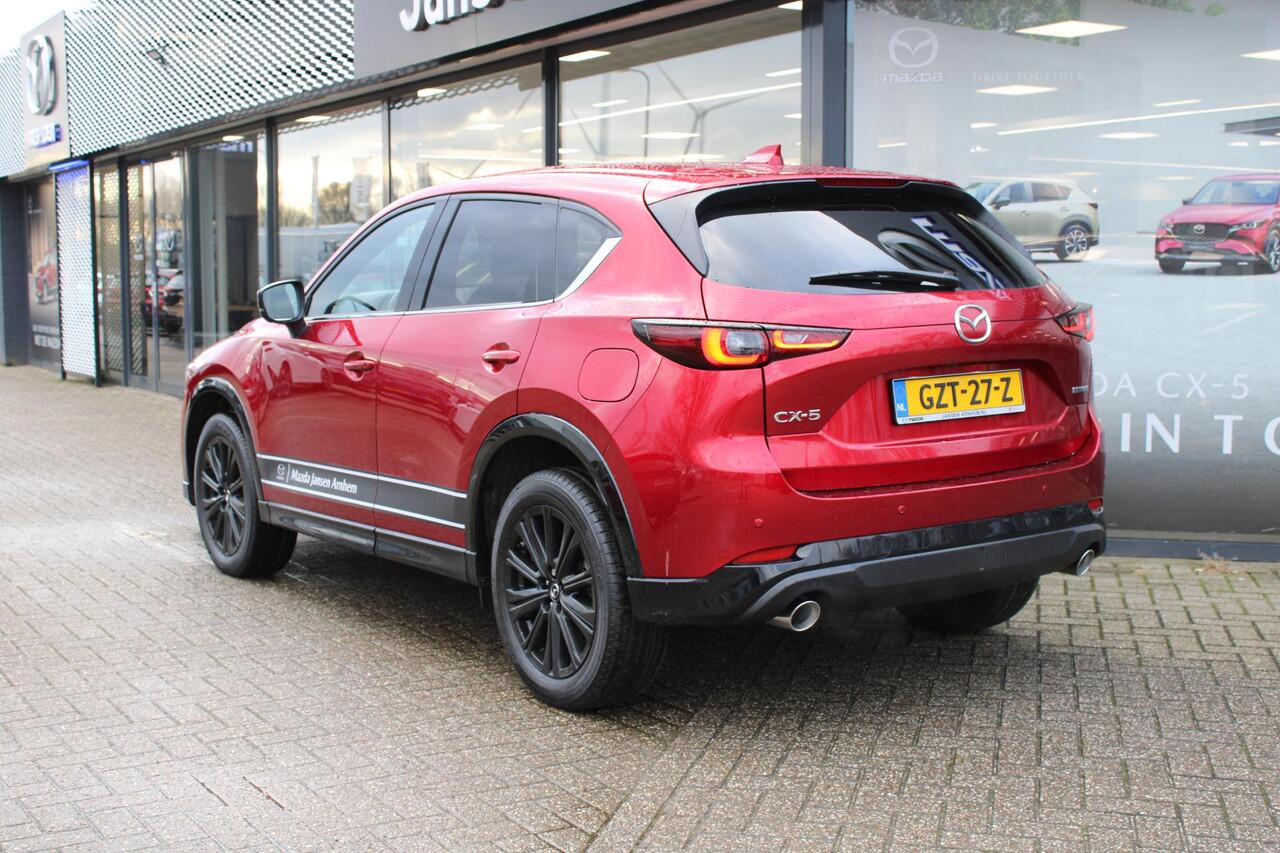 Mazda CX-5 2.0 e-SkyActiv-G M Hybrid 165 Homura , Demovoordeel ¤ 7.740-, Navi, Adap.Cruise, Clima, Leder, Apple Carplay, 360 Camera, PDC, HUD, Stoelverwarming/ventilatie, 19" LMV, Elek.Achterklep