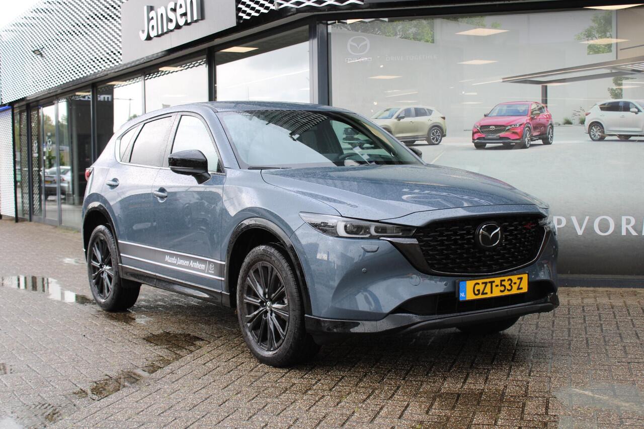 Mazda CX-5 2.0 e-SkyActiv-G M Hybrid 165 Homura & Comfort Pack, Demovoordeel ¤ 7.390-, Navi, Adap.Cruise, Clima, Leder, Apple Carplay, 360 Camera, PDC, HUD, Stoelverwarming/ventilatie, 19" LMV, Elek.Achterklep