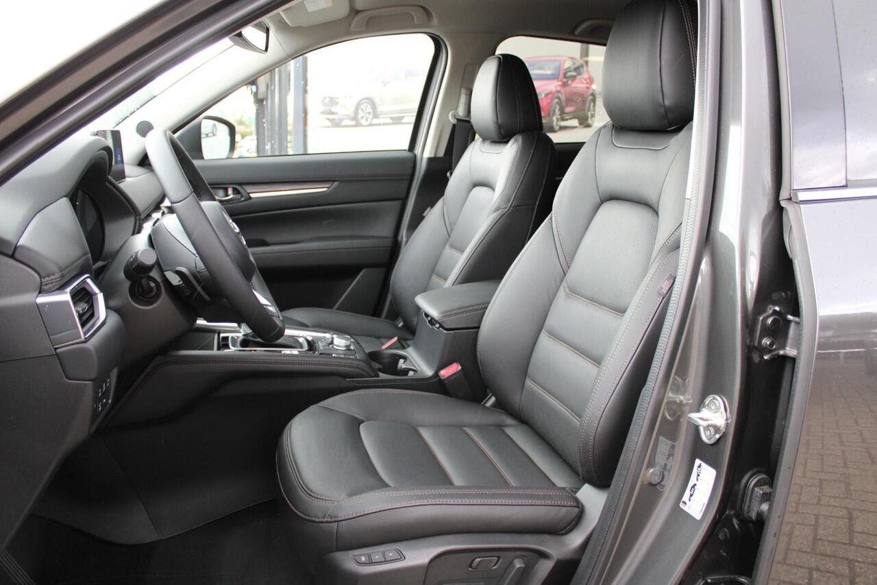 Mazda CX-5 2.0 e-SkyActiv-G M Hybrid 165 Exclusive-Line , Demovoordeel ¤ 9.100,-, Black Comfort Pack, Navi, Adap.Cruise, Clima, Leder, Apple Carplay, 360 Camera, PDC, HUD, Stoelverwarming/ventilatie, 19" LMV