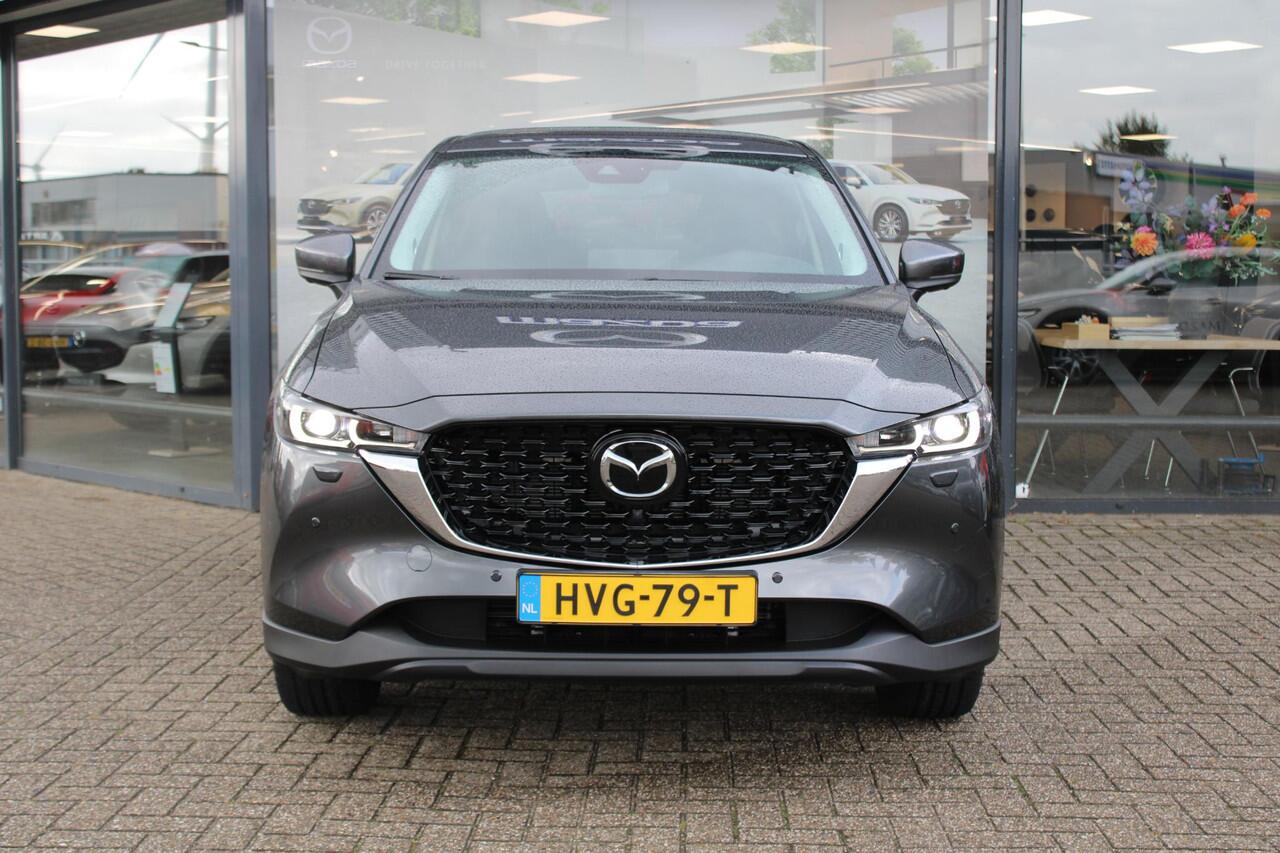 Mazda CX-5 2.0 e-SkyActiv-G M Hybrid 165 Exclusive-Line , Demovoordeel ¤ 9.100,-, Black Comfort Pack, Navi, Adap.Cruise, Clima, Leder, Apple Carplay, 360 Camera, PDC, HUD, Stoelverwarming/ventilatie, 19" LMV