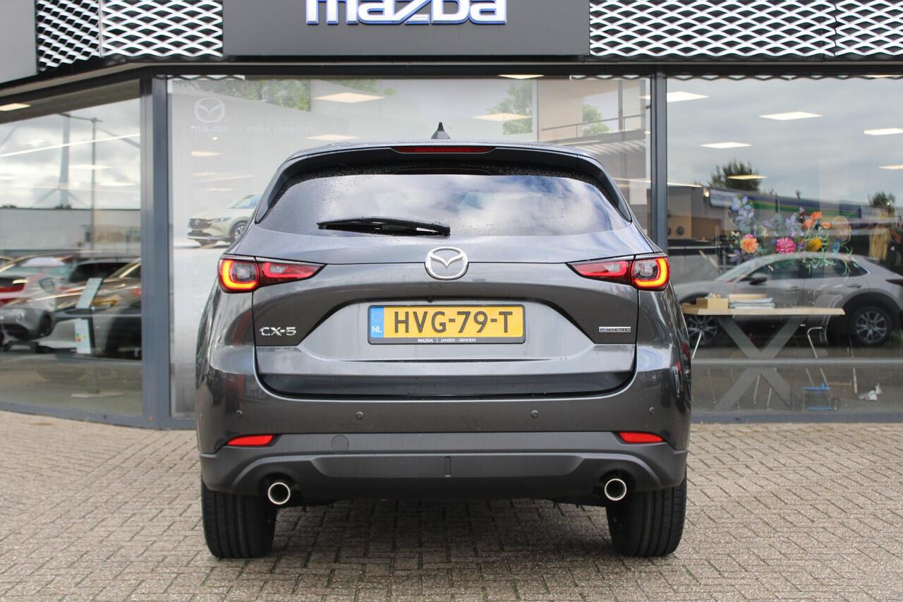 Mazda CX-5 2.0 e-SkyActiv-G M Hybrid 165 Exclusive-Line , Demovoordeel ¤ 9.100,-, Black Comfort Pack, Navi, Adap.Cruise, Clima, Leder, Apple Carplay, 360 Camera, PDC, HUD, Stoelverwarming/ventilatie, 19" LMV