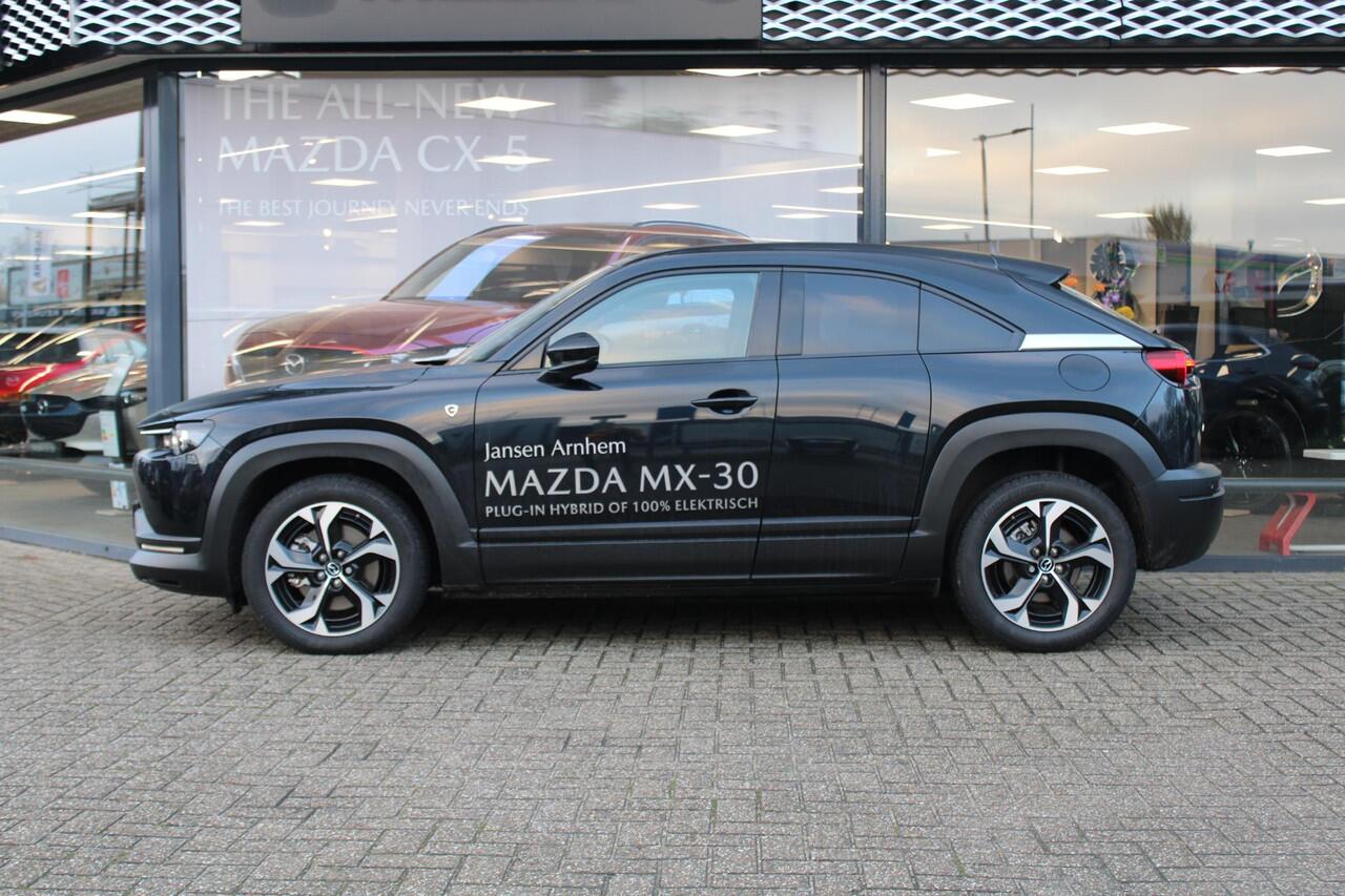 Mazda MX-30 e-SkyActiv R-EV 170 Advantage , Demovoordeel ¤ 13.190-, Adap.Cruise, Navi, Apple Carplay, Clima, Camera, PDC, HUD, Stoelverwarming, 18" LMV