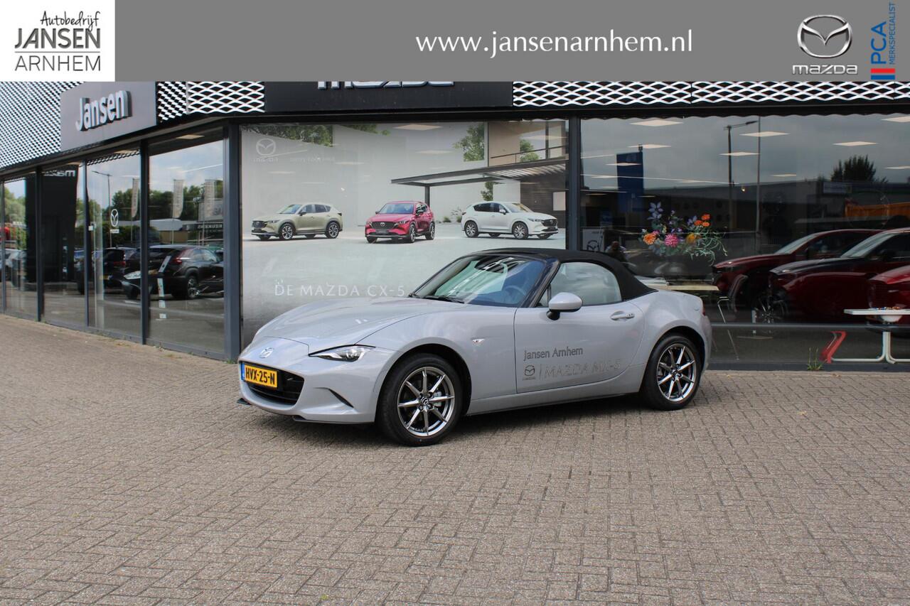 Mazda MX-5 1.5 SkyActiv-G 132 Exclusive-Line Demovoordeel ¤ 6.000-, Navi, Clima, Leder, Apple Carplay, 16"inch Bright dark LM velgen, camera, BSM, Bose®.