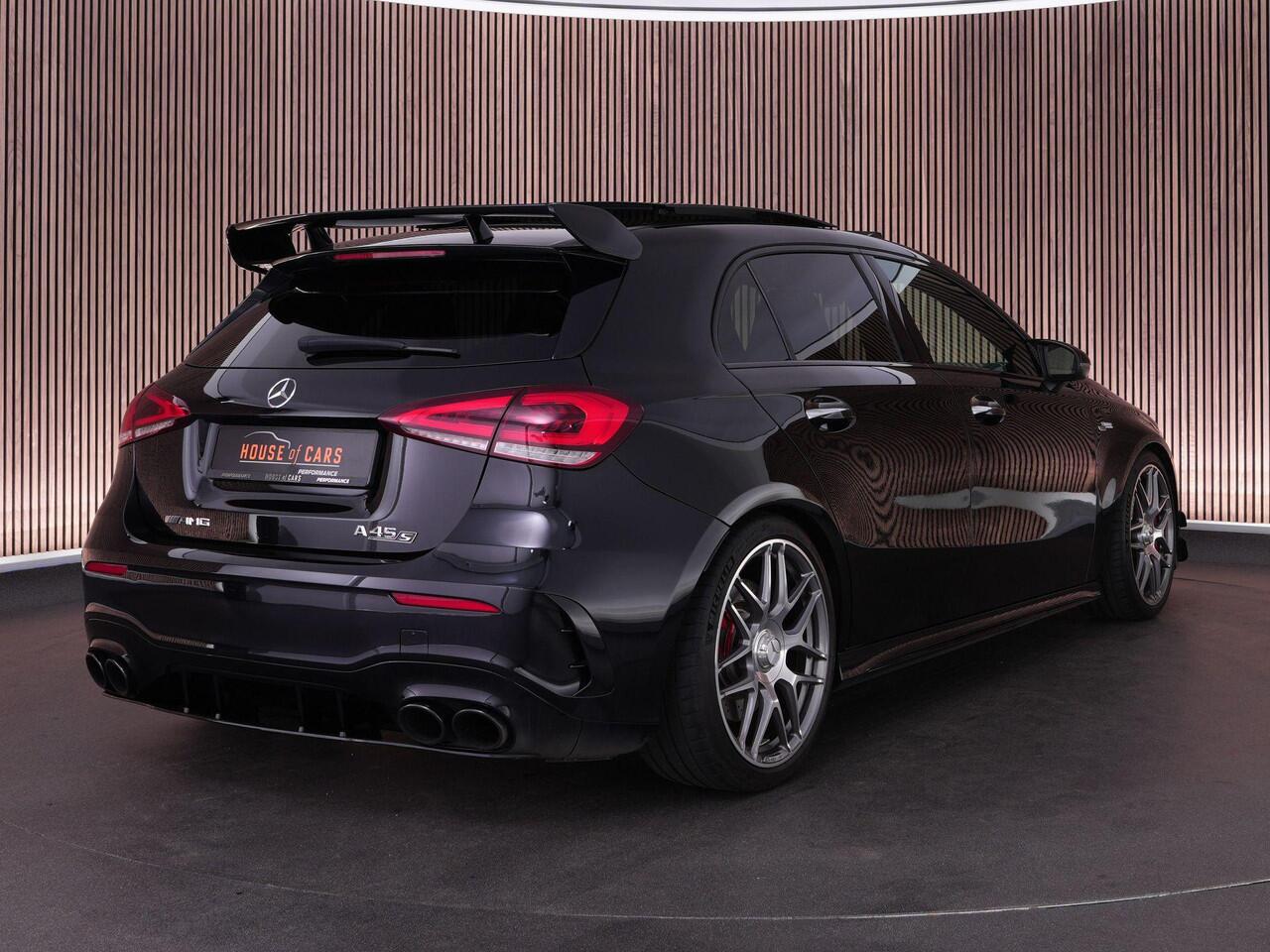 Mercedes-Benz A-KLASSE 45S AMG 420pk 4MATIC+ Premium Plus |dealer onderhouden|Brabus verlagingsset|Milltek downpipe|schaalstoelen|panoramadak|Burmester|Aero pakket|memory|K&N luchtfilter|