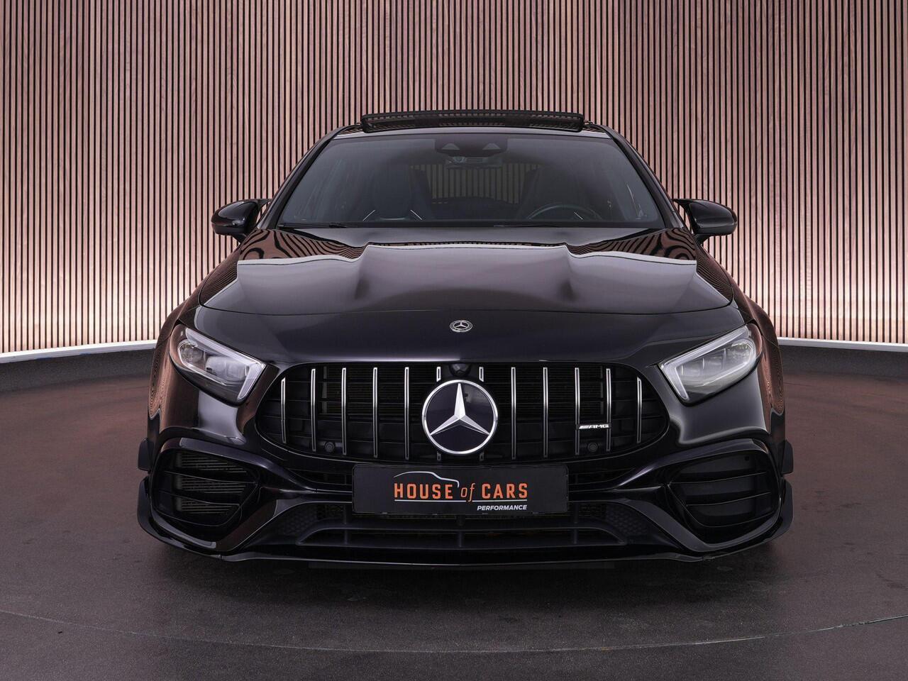 Mercedes-Benz A-KLASSE 45S AMG 420pk 4MATIC+ Premium Plus |dealer onderhouden|Brabus verlagingsset|Milltek downpipe|schaalstoelen|panoramadak|Burmester|Aero pakket|memory|K&N luchtfilter|