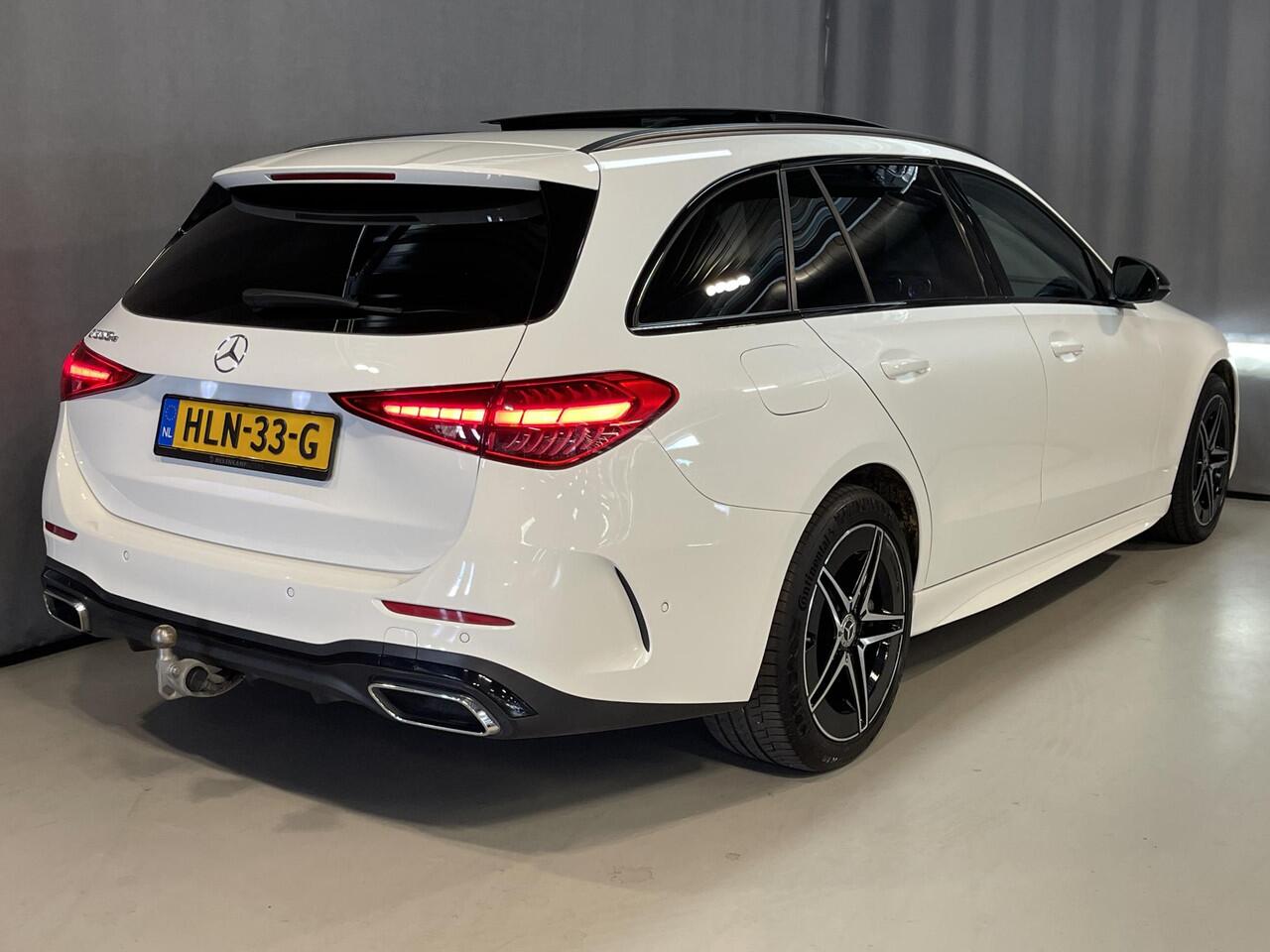 Mercedes-Benz C-KLASSE Estate 300 e AMG Line 18"/Panoramadak/Laser LED/Trekhaak/Stoelverwarming + memory l + r/Adaptieve cruise/Sfeerverlichting premium/Elektrische klep/Apple Carplay & Android Auto