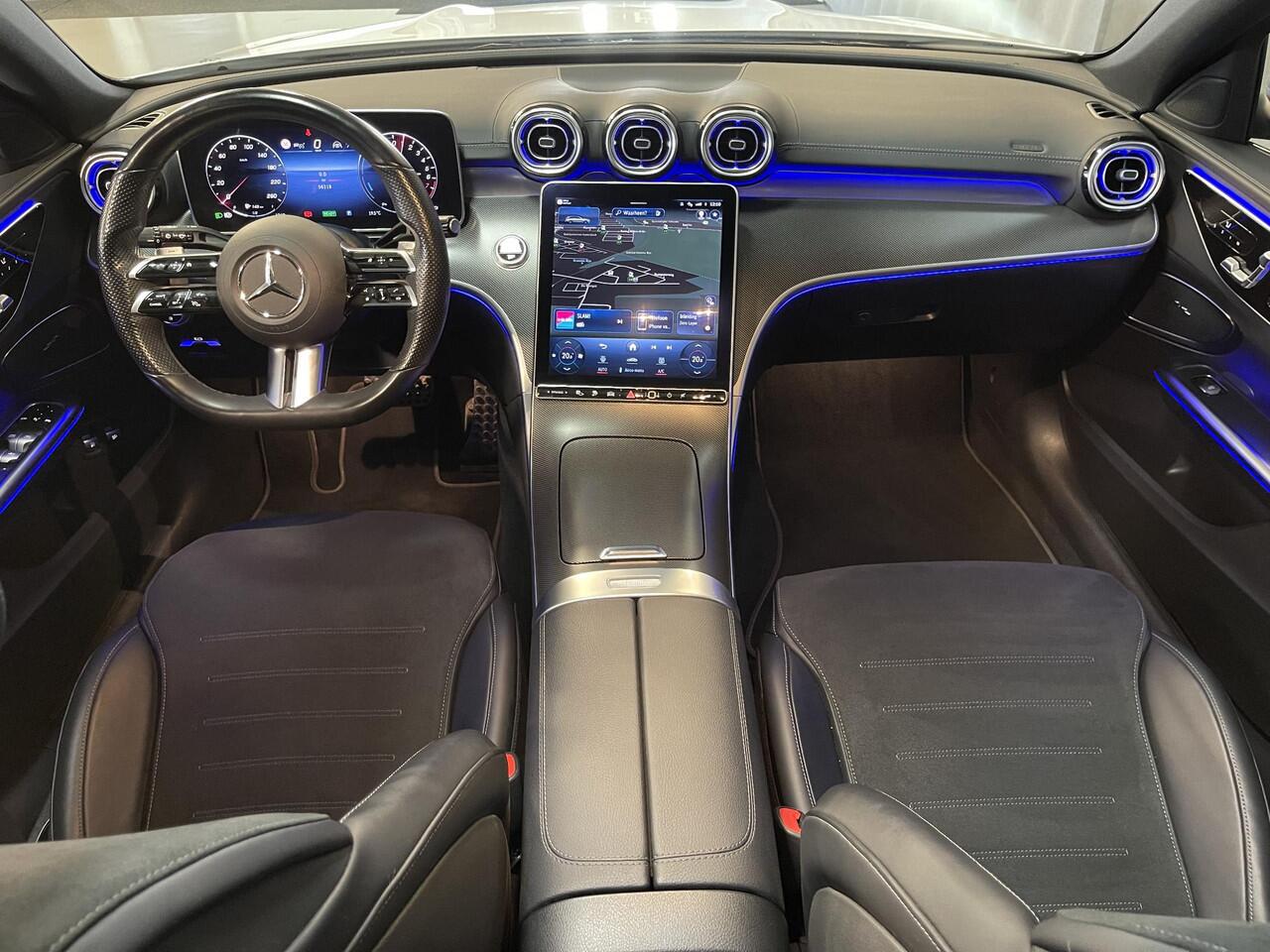 Mercedes-Benz C-KLASSE Estate 300 e AMG Line 18"/Panoramadak/Laser LED/Trekhaak/Stoelverwarming + memory l + r/Adaptieve cruise/Sfeerverlichting premium/Elektrische klep/Apple Carplay & Android Auto