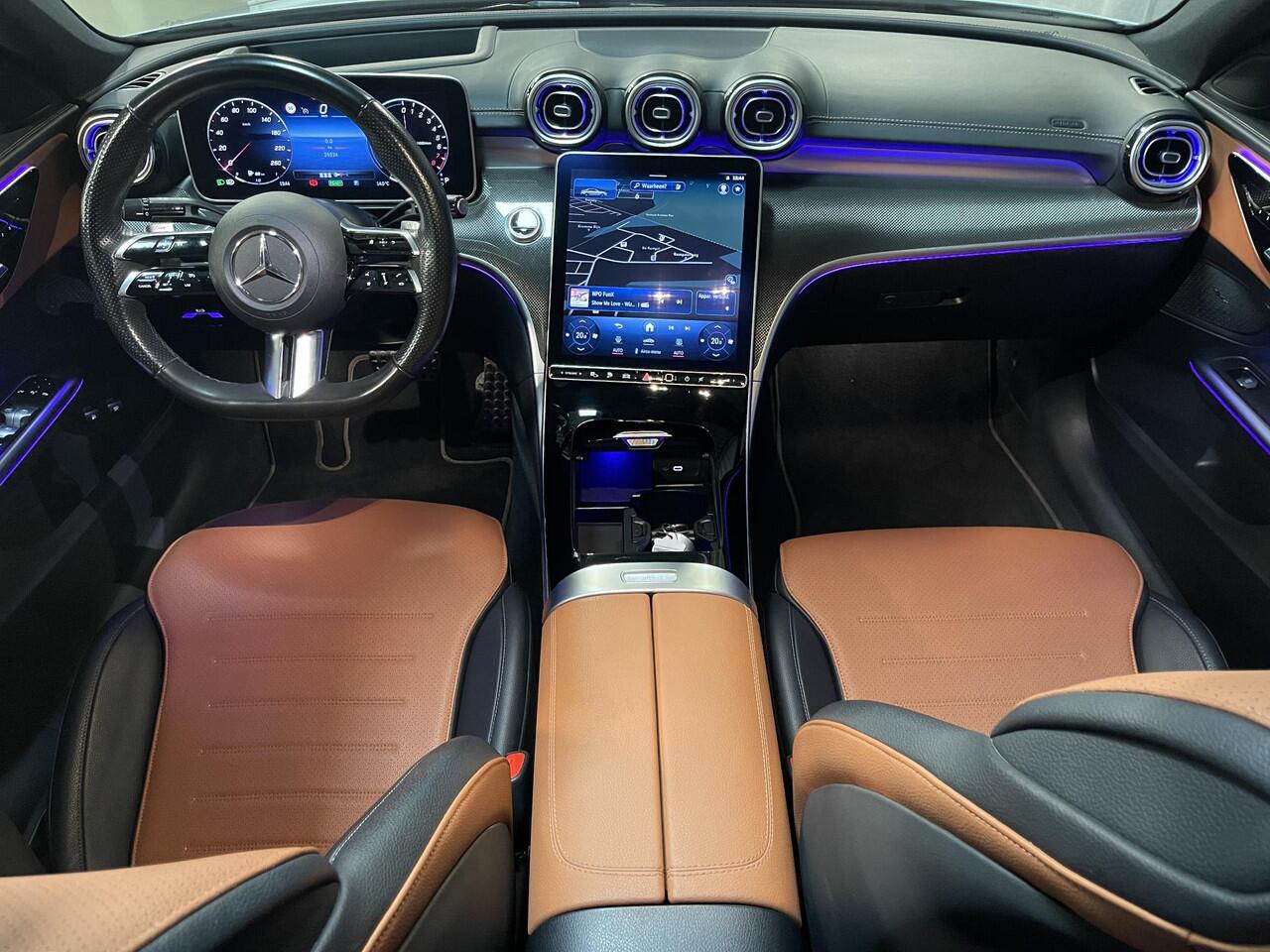 Mercedes-Benz C-KLASSE 300 e AMG Line 18"/Leder/Panoramadak/360 camera/Dodehoek/Keyless/Stoelverwarming + memory l + r/Sfeerverlichting premium/Apple Carplay & Android Auto