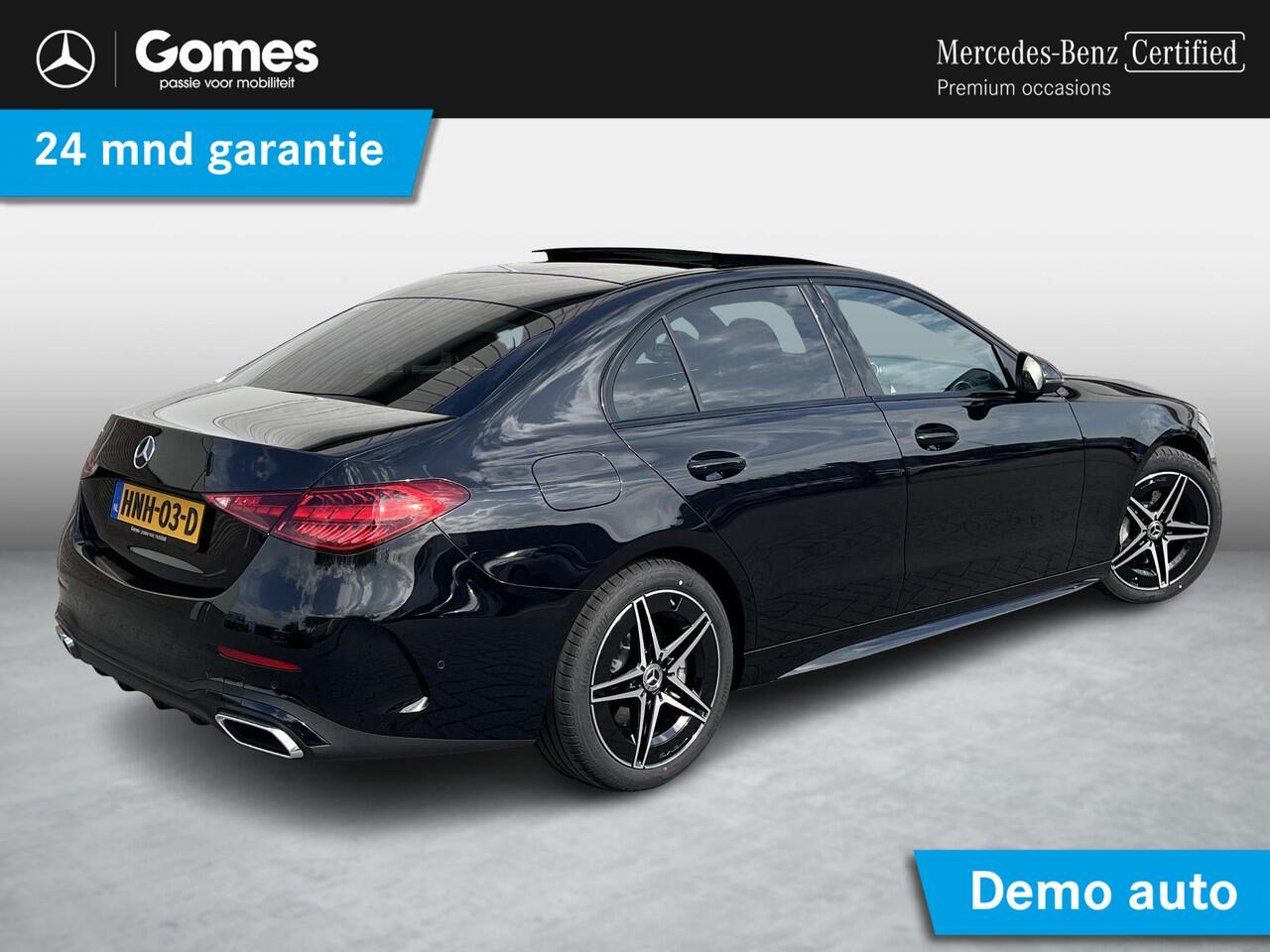 Mercedes-Benz C-KLASSE 180 Star Edition AMG | Night Pakket | Panoramadak | Sierdelen Lindehout Antraciet | Apple CarPlay | Android Auto | Dodehoekassistent | Elektrisch Verstelbare Stoelen + Memory | Stoelverwarming | Sfeerverlichting | Achteruitrijcamera