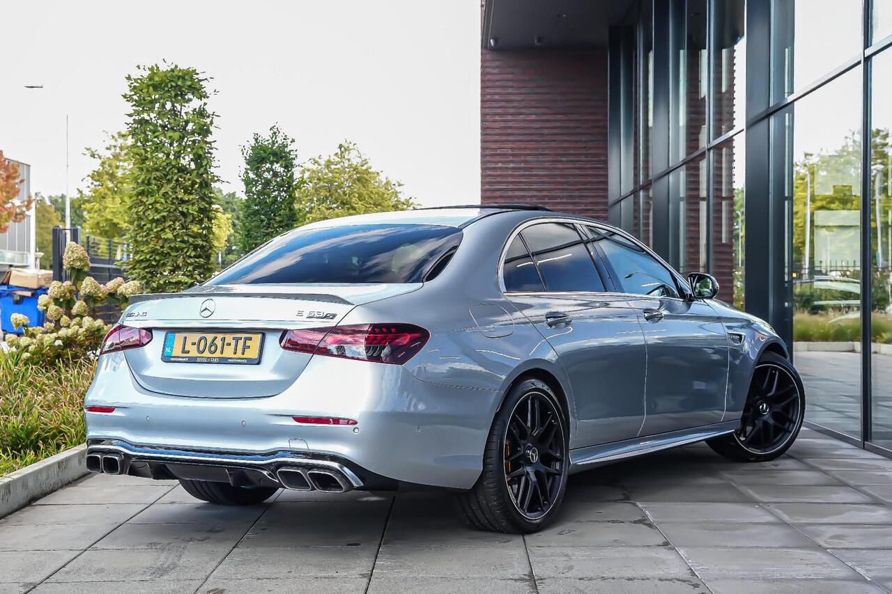 Mercedes-Benz E-KLASSE AMG 63 S 4MATIC+ |keramische remmen|panoramadak|Burmester|sportuitlaat|360 camera|memory|multibeam LED|Apple Carplay|blind spot|20" lichtmetalen velgen|