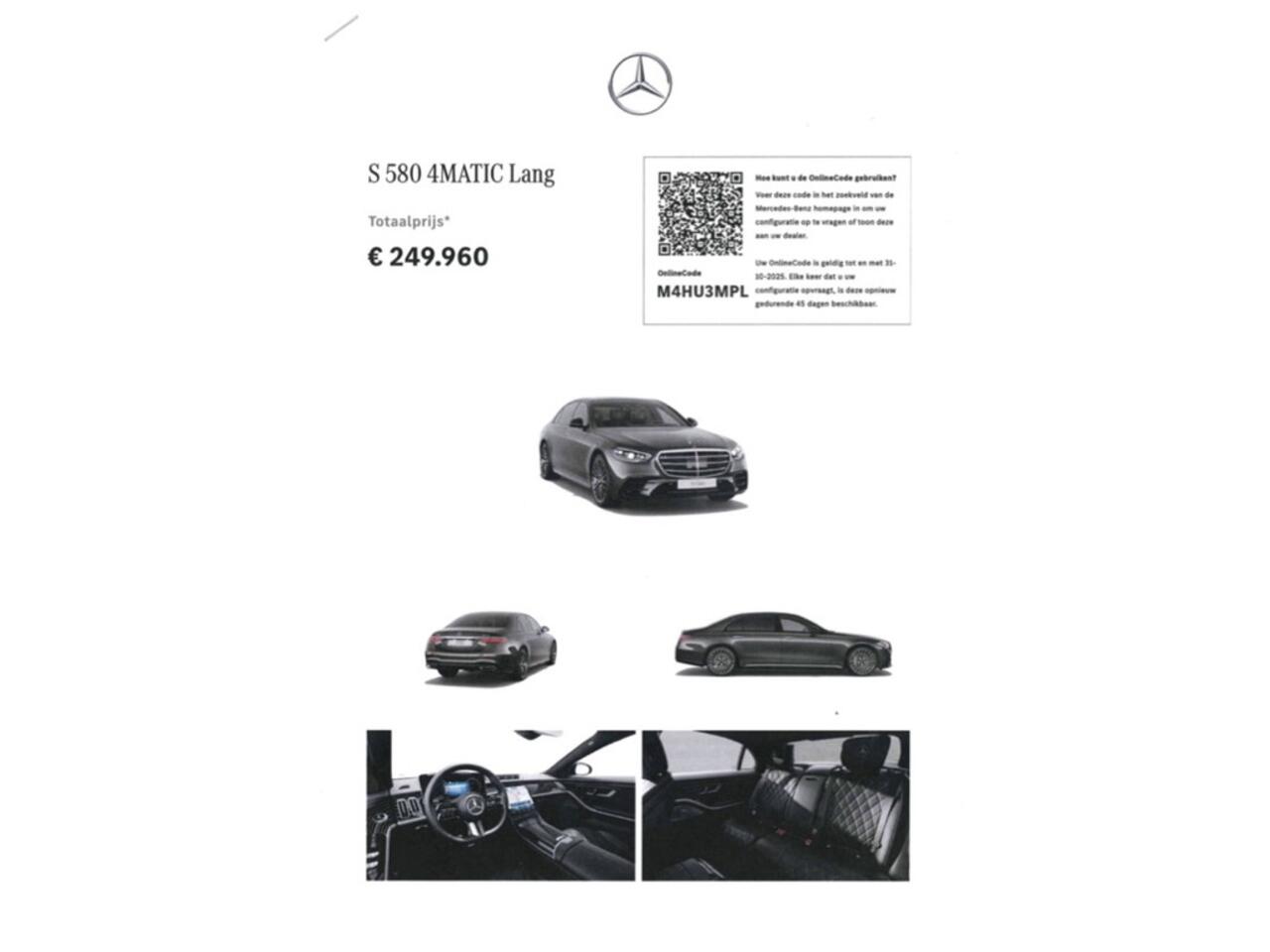Mercedes-Benz S-KLASSE S 580 V8 4MATIC Lang AMG Line | NP ¤ 253406 | BTW Auto