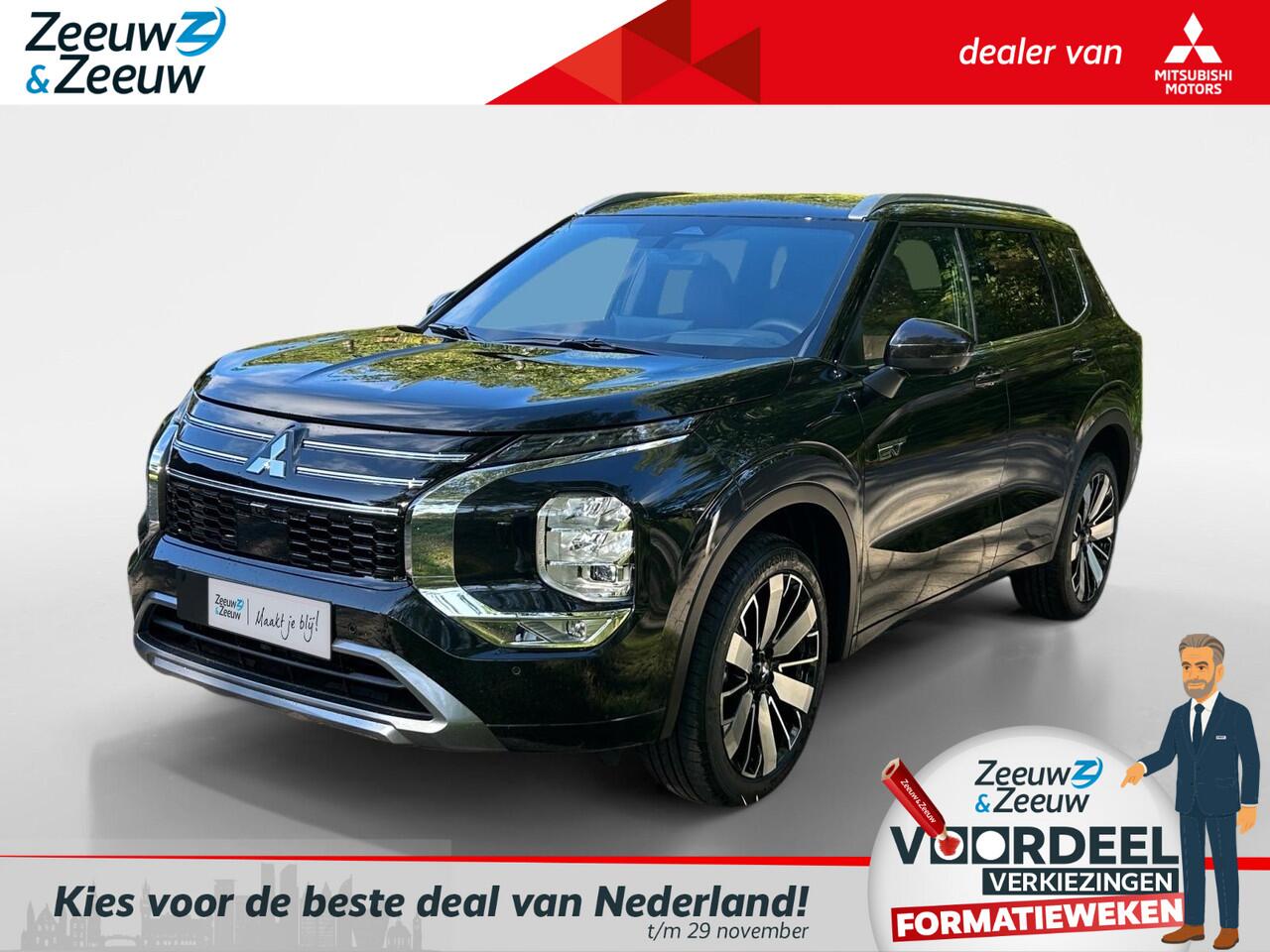 Mitsubishi OUTLANDER 2.4 PHEV Instyle+ Apple Carplay/Android Auto , achterbank verwarmd , elektrisch glazen panorama-dak , cruise control adaptief , elektrisch verstelb. bestuurdersstoel met geheugen , elektrisch bedienbare achterklep met sensorsturing , luxe lederen bekledin