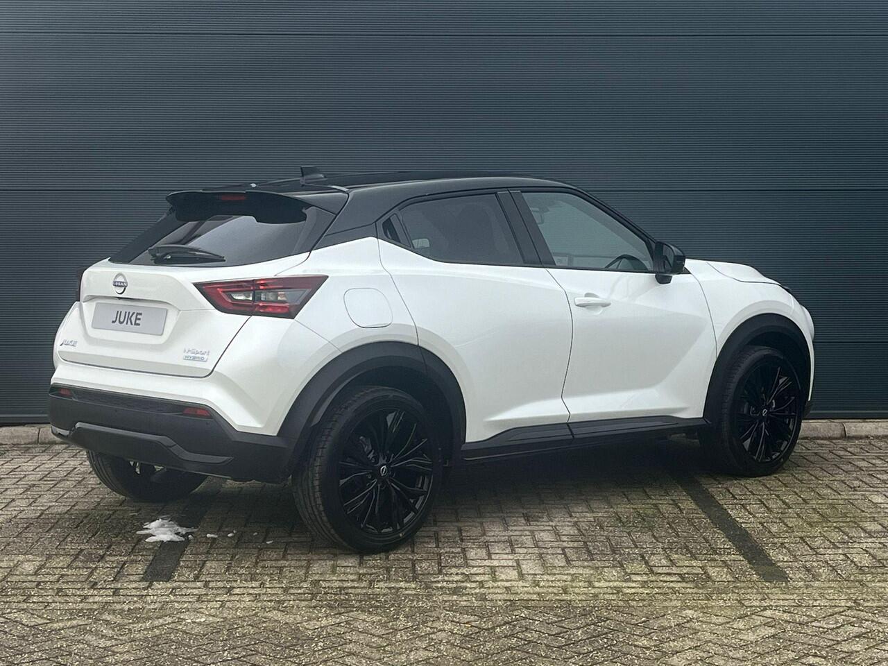 Nissan JUKE 1.6 Hybrid N-Sport 143PK | Rijklaarprijs! | Automaat | 360 Camera | Adaptieve Cruise Control | Stoel,- Stuur en Voorruitverwarming | Dodehoekdetectie | Apple CarPlay & Android Auto | Nieuw uit voorraad leverbaar!
