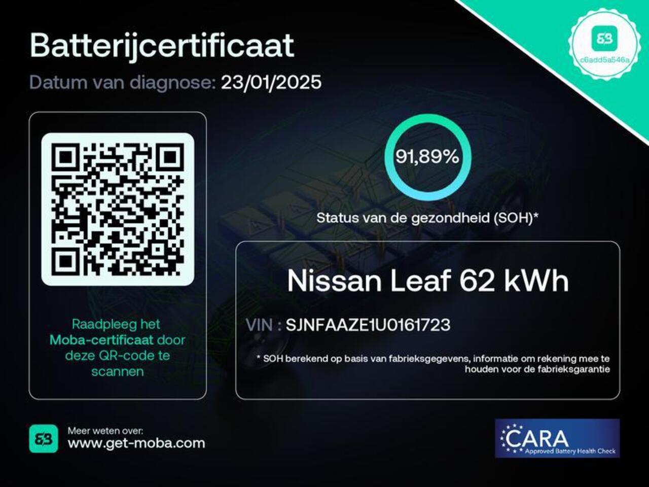 Nissan LEAF e+ N-Connecta 62 kWh / Actieradius 396KM WLTP / 91,89% SoH / Pro Pilot / Cruise Control Adaptief / Rondomzicht Camera /