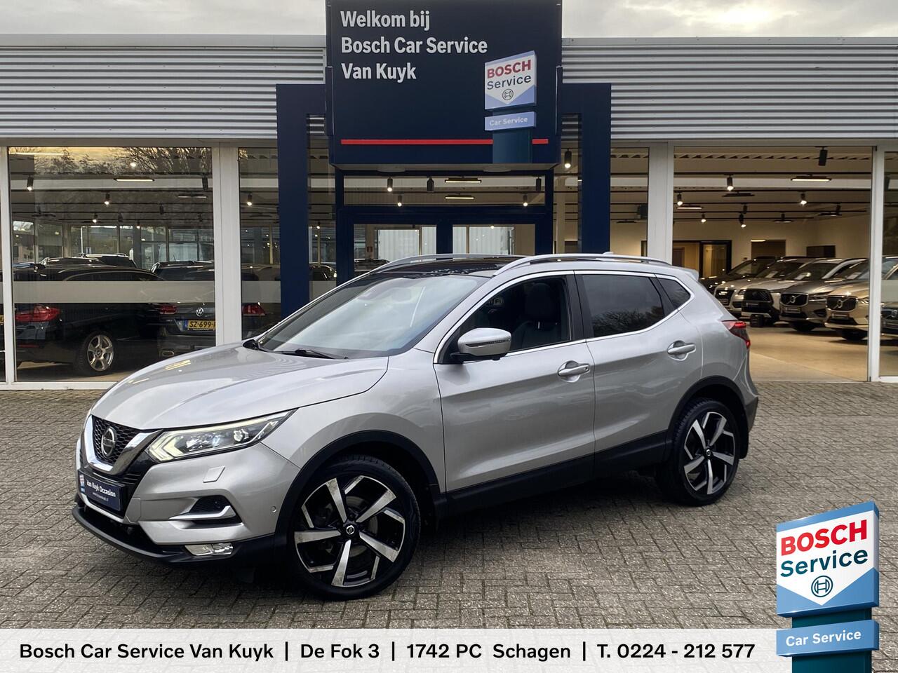 Nissan QASHQAI 1.3 DIG-T Tekna + / Automaat / Vol-Leder / Panodak / Elektr.-Stoelen met Geheugen / Stoelverwarming / 360°-Camera / Bose-Premium Audio / Cruise-Control / Climate-Control / Apple-Carplay & Android-Auto / Keyless / LED / DAB Radio-Bluetooth / Navi / PDC V+A